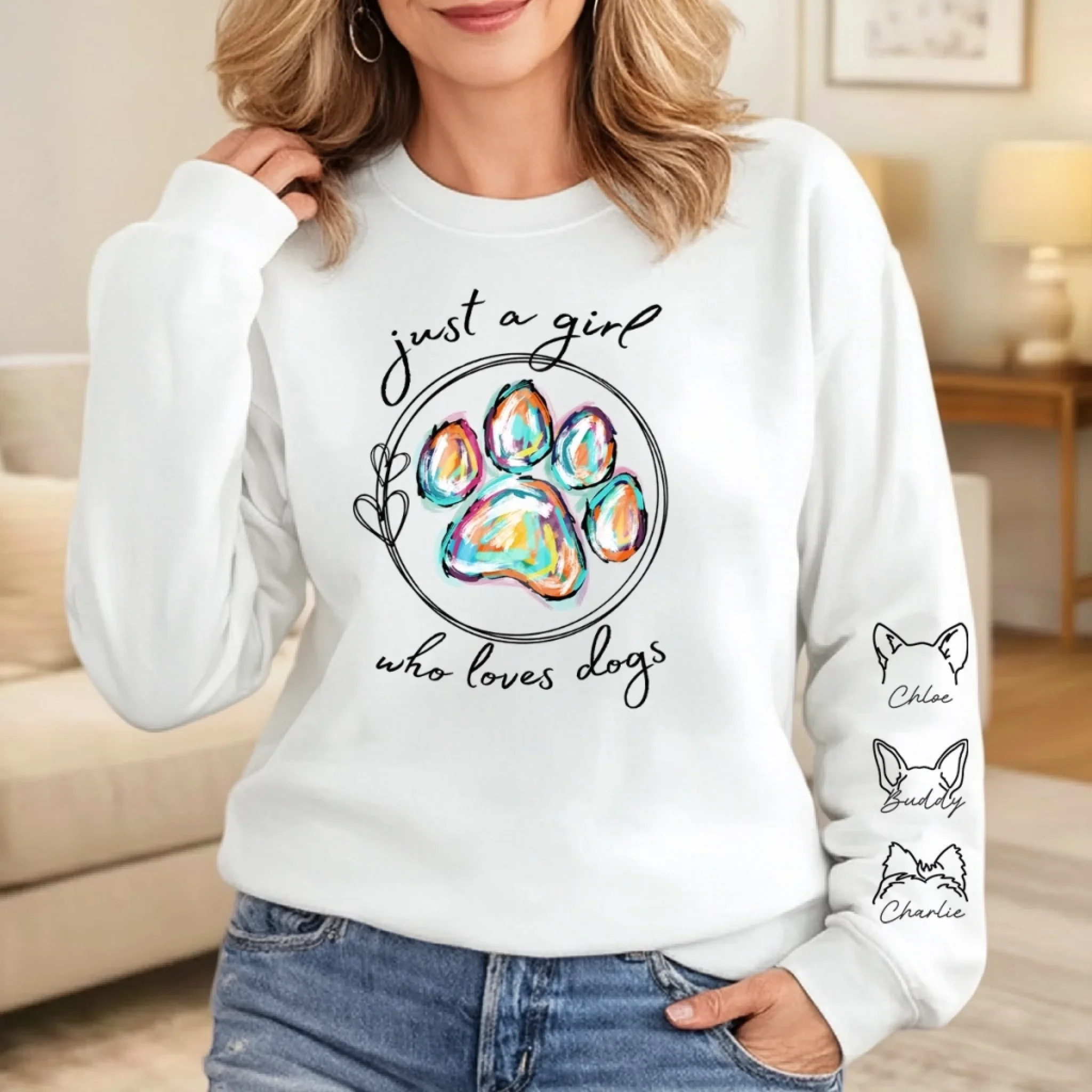Custom Unisex Sweatshirt, Hoodie With Design On Sleeve -Personalized Birthday Gifts For Dog Cat Lovers, Dog Dad And Mom, Cat Owners - Fur Baby Club - Image 4
