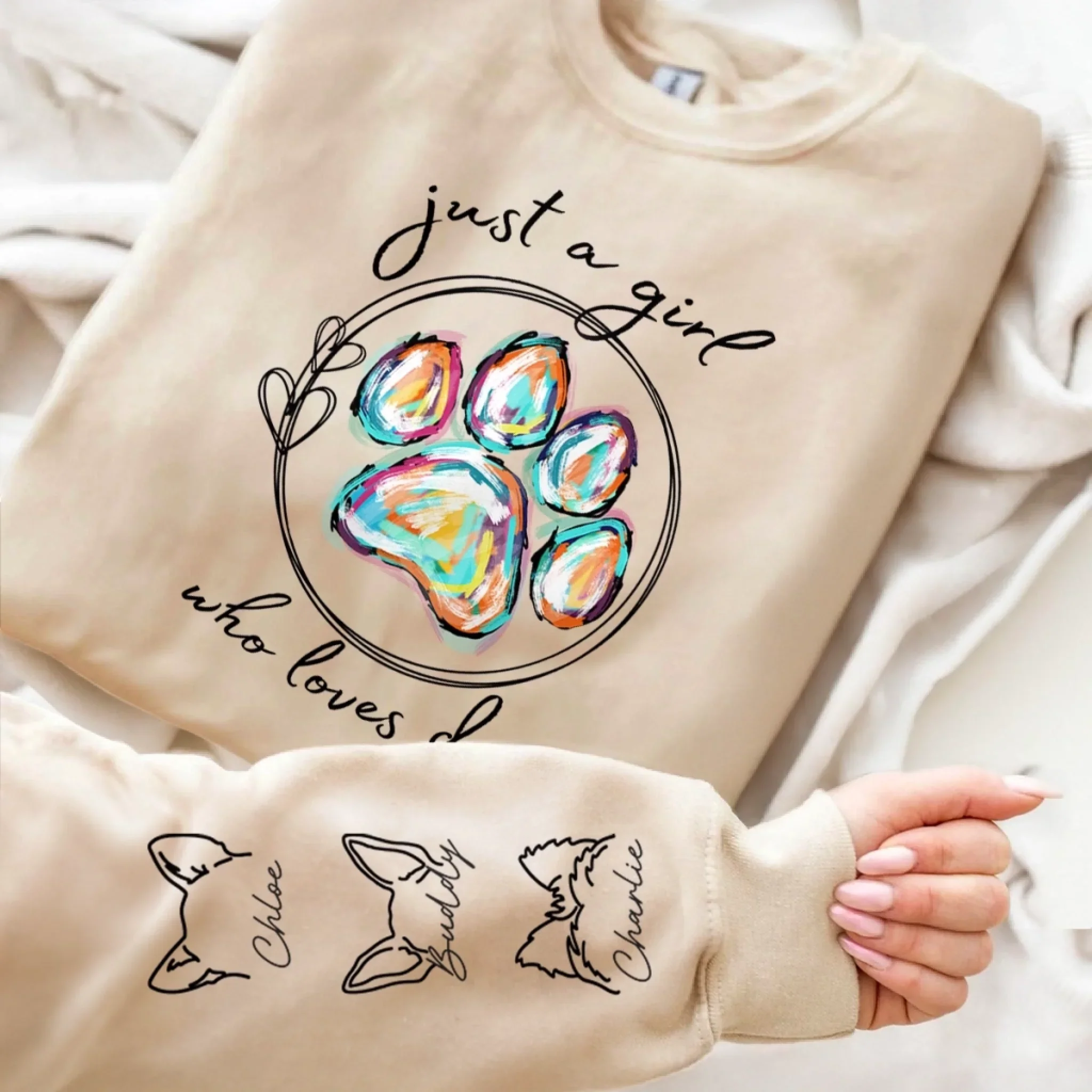 Custom Unisex Sweatshirt, Hoodie With Design On Sleeve -Personalized Birthday Gifts For Dog Cat Lovers, Dog Dad And Mom, Cat Owners - Fur Baby Club - Image 5
