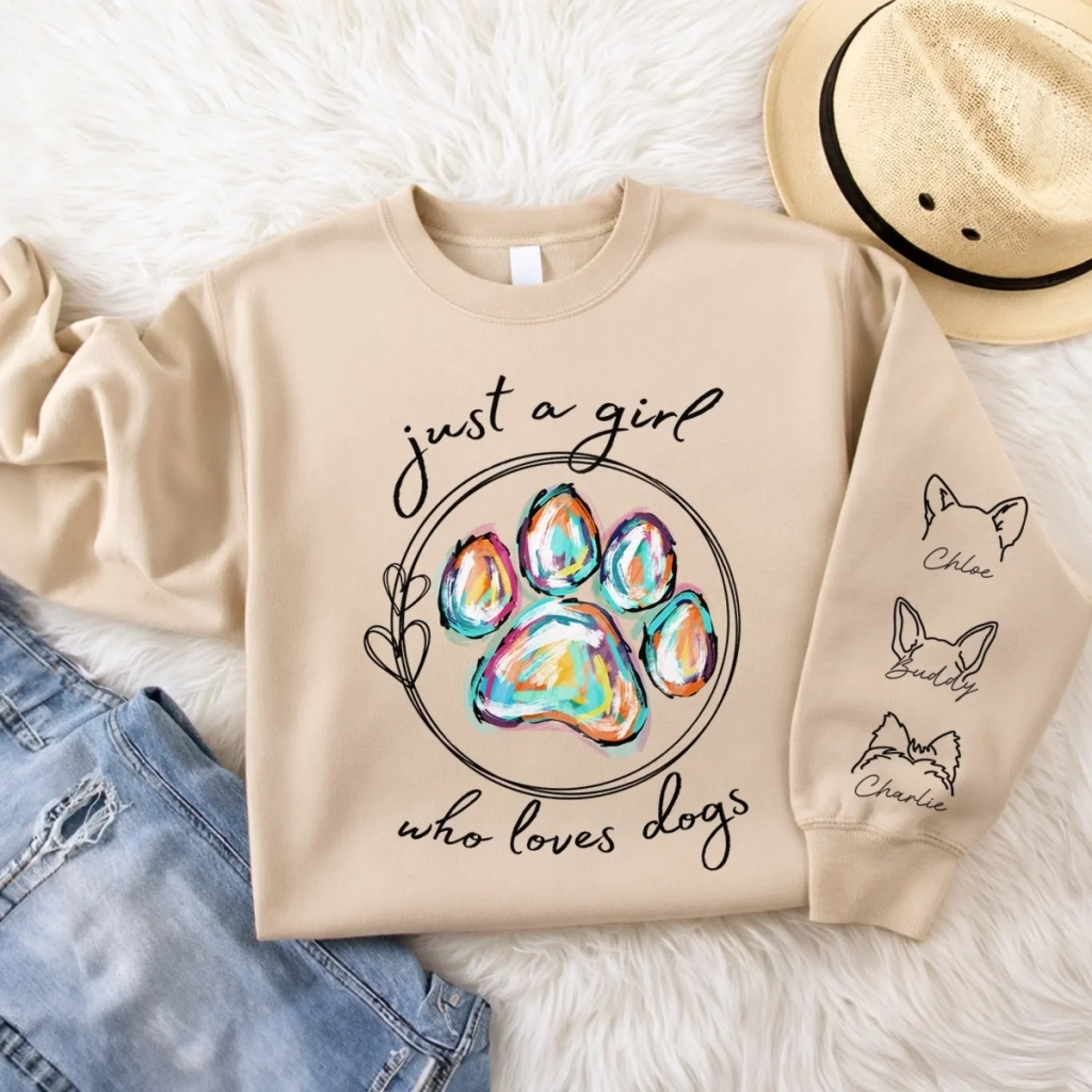 Custom Unisex Sweatshirt, Hoodie With Design On Sleeve -Personalized Birthday Gifts For Dog Cat Lovers, Dog Dad And Mom, Cat Owners - Fur Baby Club - Image 6