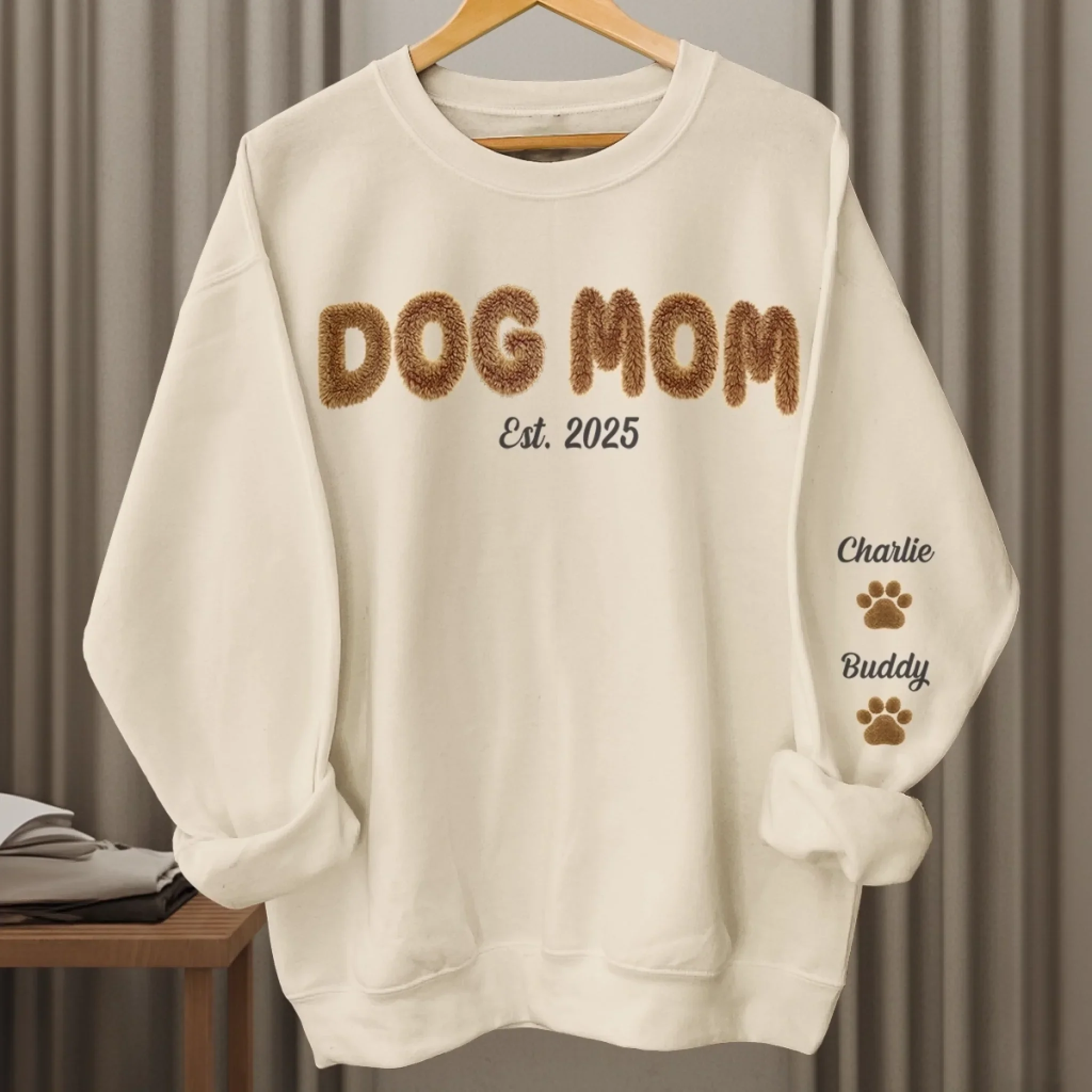 Custom Unisex Sweatshirt, Hoodie With Design On Sleeve - Personalized Birthday Gifts For Dog Cat Lovers, Dog Dad And Mom, Cat Owners - Mom Life, Dog Edition - Image 4
