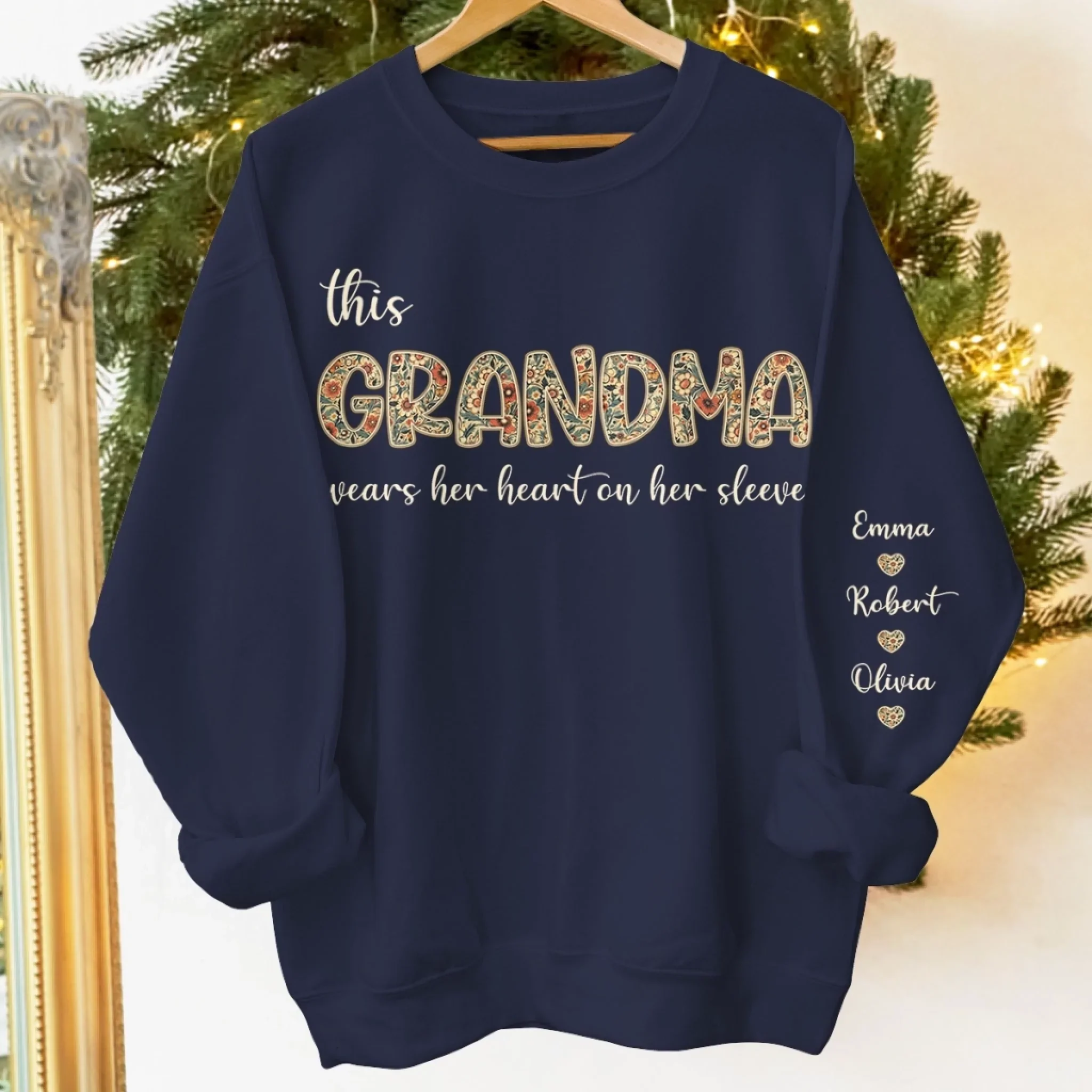 Custom Unisex Sweatshirt, Hoodie With Design On Sleeve - Personalized Birthday Gifts For Mom, Grandma - Loved And Cherished - Image 3