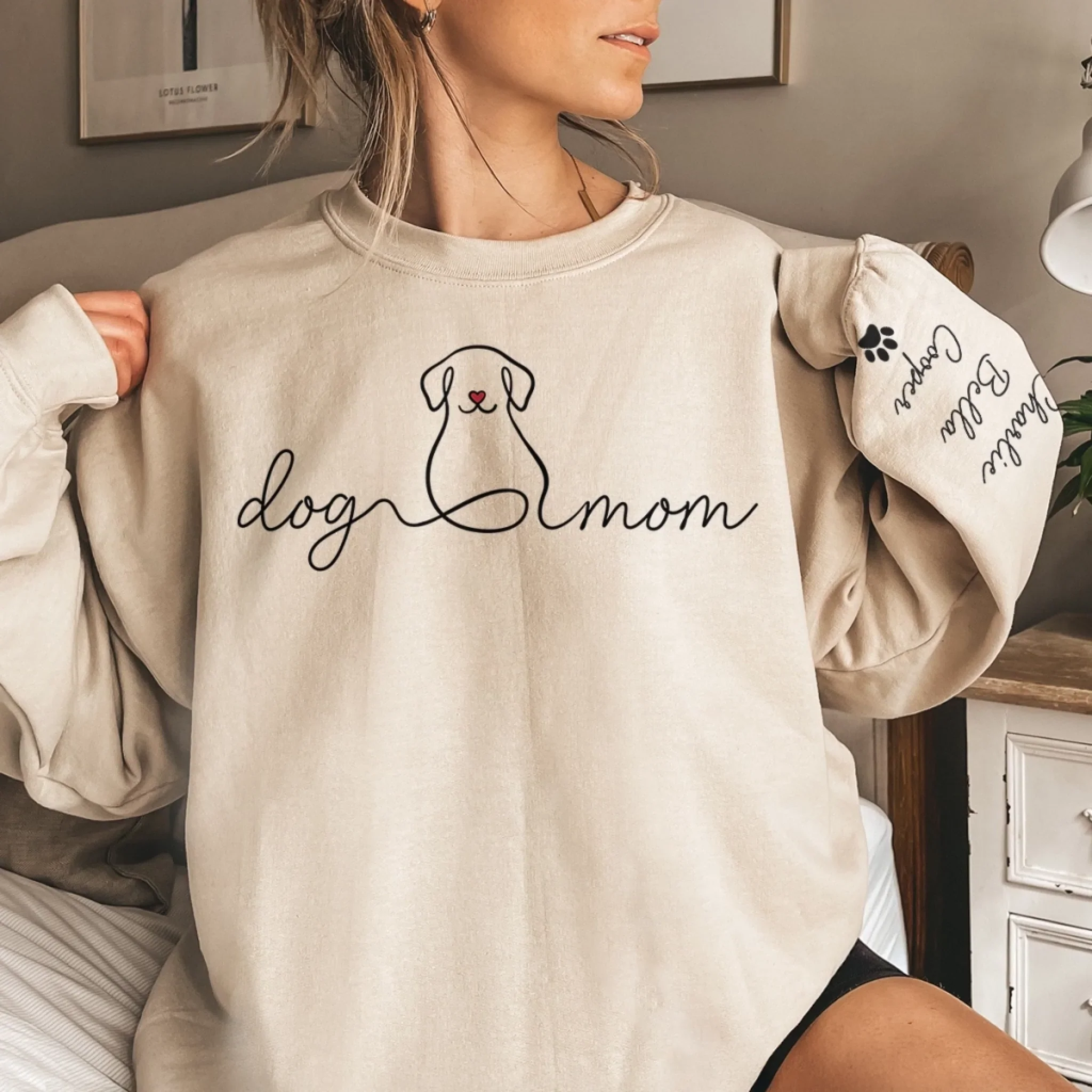 Custom Unisex Sweatshirt, Hoodie With Design On Sleeve - Personalized Christmas Birthday Gifts For Dog Cat Lovers, Dog Dad And Mom, Cat Owners - Dog Kisses Fix Bad Days - Image 3