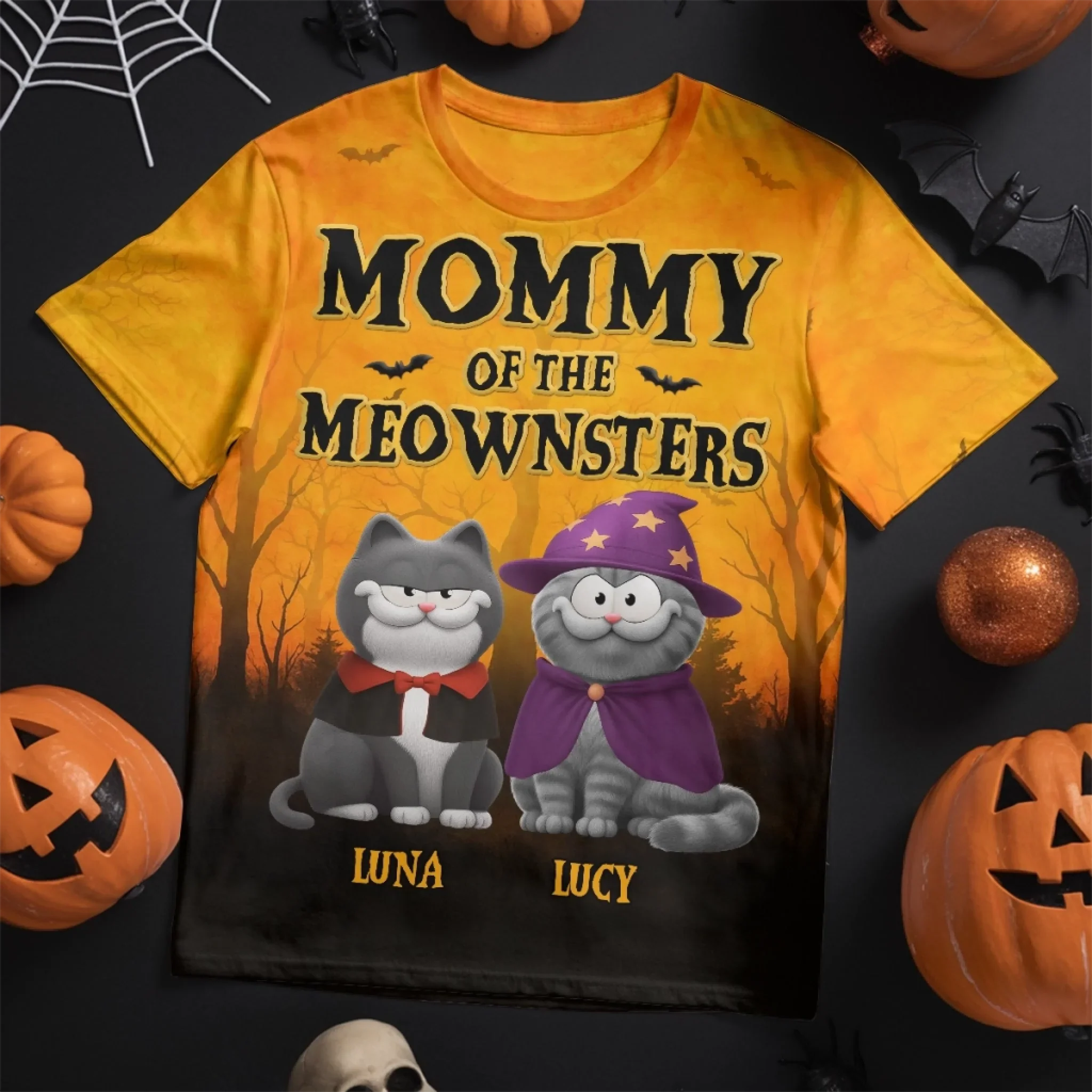 Custom Unisex T-shirt - Personalized Halloween  Birthday Gifts For Cat Lovers, Cat Mom And Dad - When Halloween Meets Cattitude - Image 5
