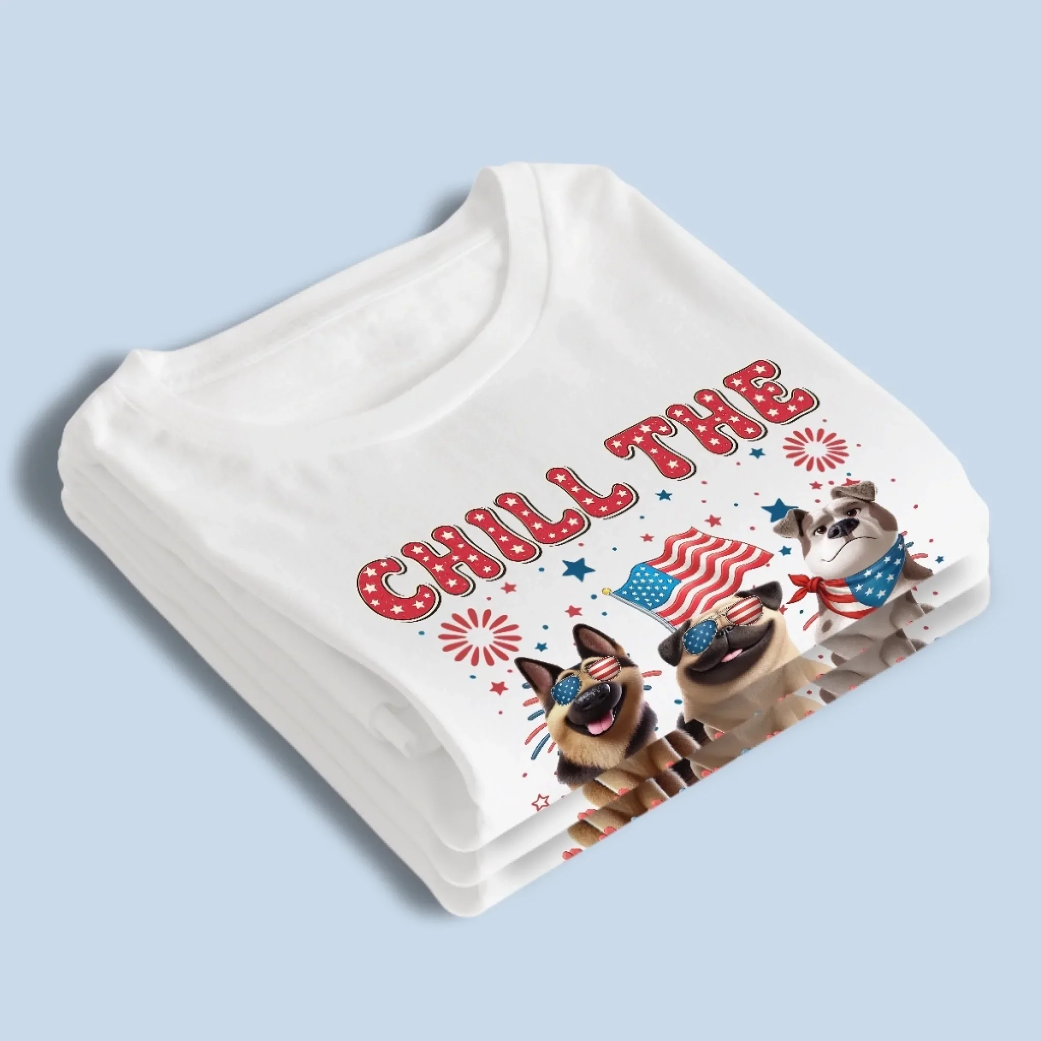 Custom Unisex T-shirt, Premium T-shirt, Hoodie - Personalized 4th Of July Gifts For Dog Lovers, Dog Dad And Mom - Chill The Fourth Out - Image 4