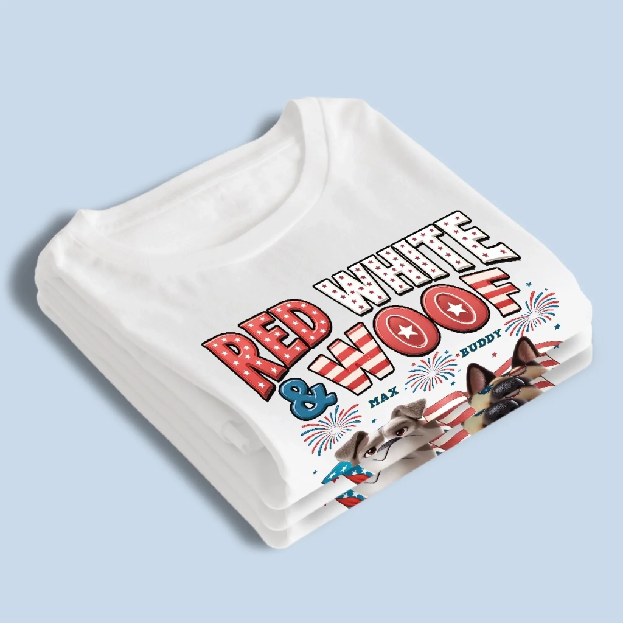 Custom Unisex T-shirt, Premium T-shirt, Hoodie - Personalized 4th Of July Gifts For Dog Lovers, Dog Dad And Mom - Red, White & Woof - Image 4