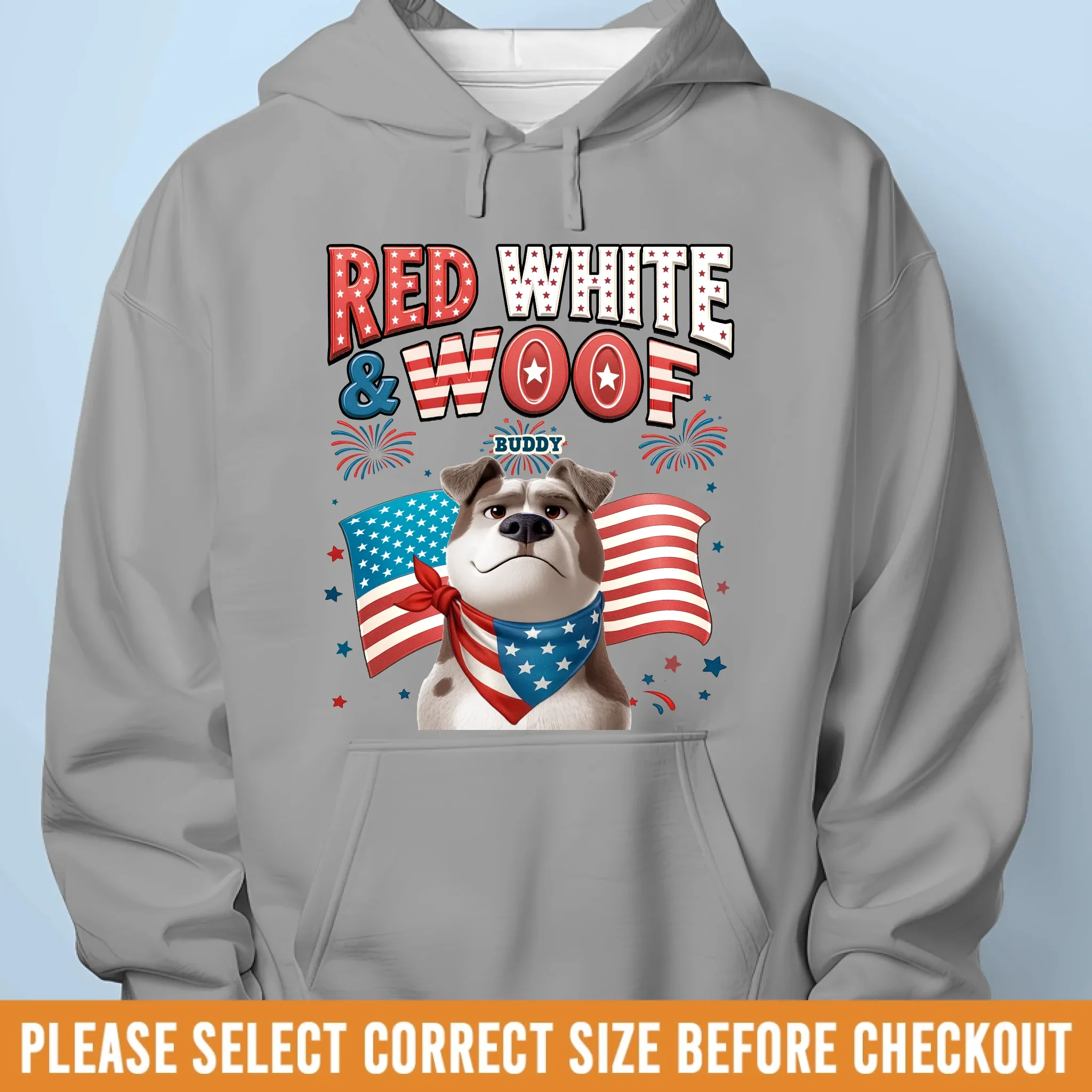 Custom Unisex T-shirt, Premium T-shirt, Hoodie - Personalized 4th Of July Gifts For Dog Lovers, Dog Dad And Mom - Red, White & Woof - Image 7