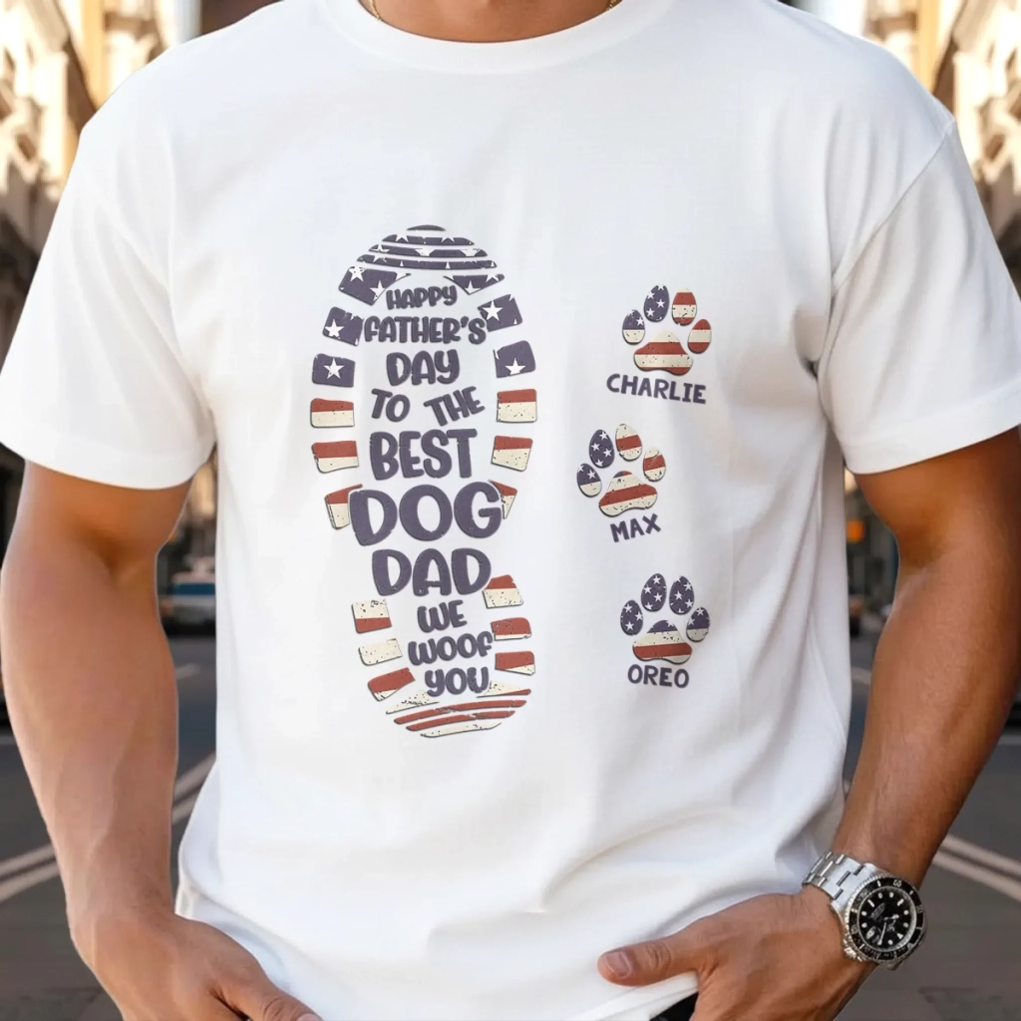 Custom Unisex T-shirt, Premium T-shirt, Hoodie - Personalized Father's Day Birthday Gifts For Dad, Grandpa, Dog Lovers, Dog Dad - To The Best Dog Dad Ever - Image 6