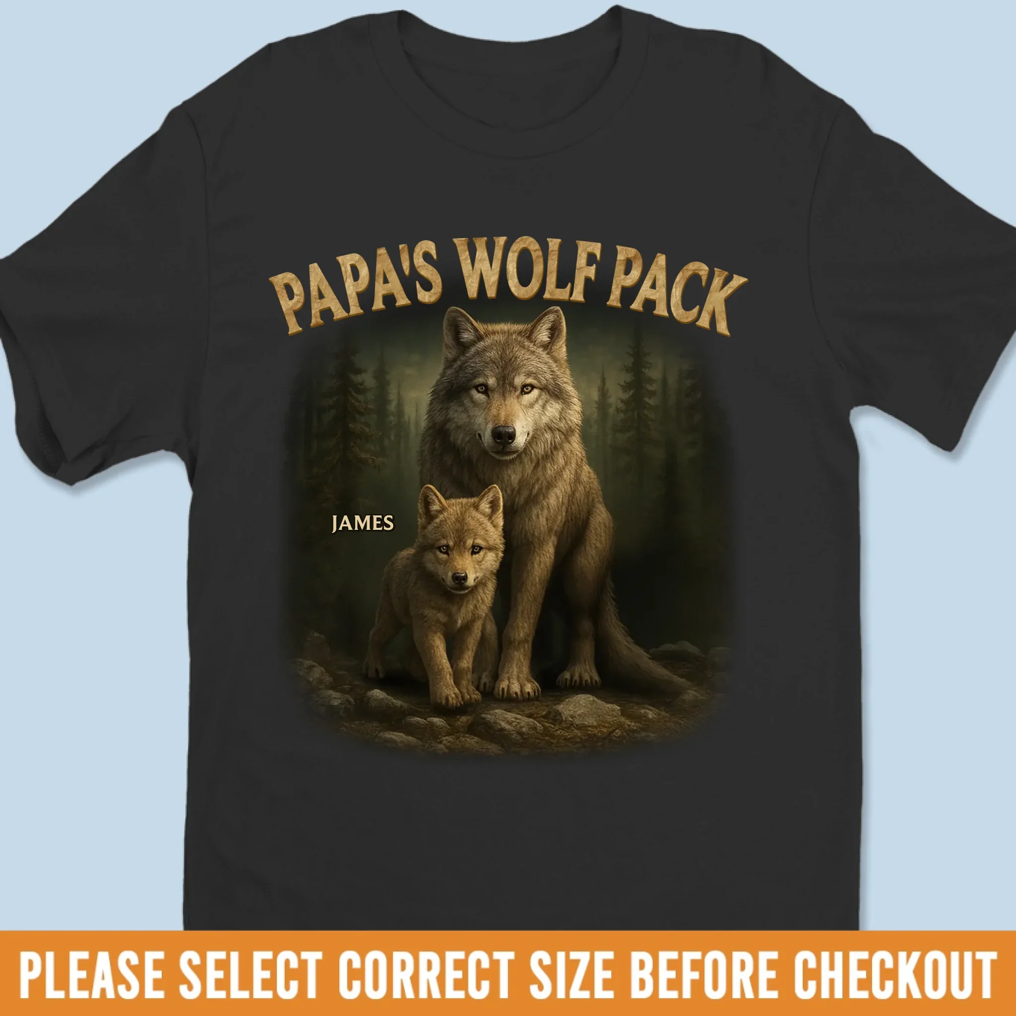 Custom Unisex T-shirt, Premium T-shirt, Hoodie - Personalized Father's Day Birthday Gifts For Dad, Grandpa - Papa’s Wolf Pack - Image 2