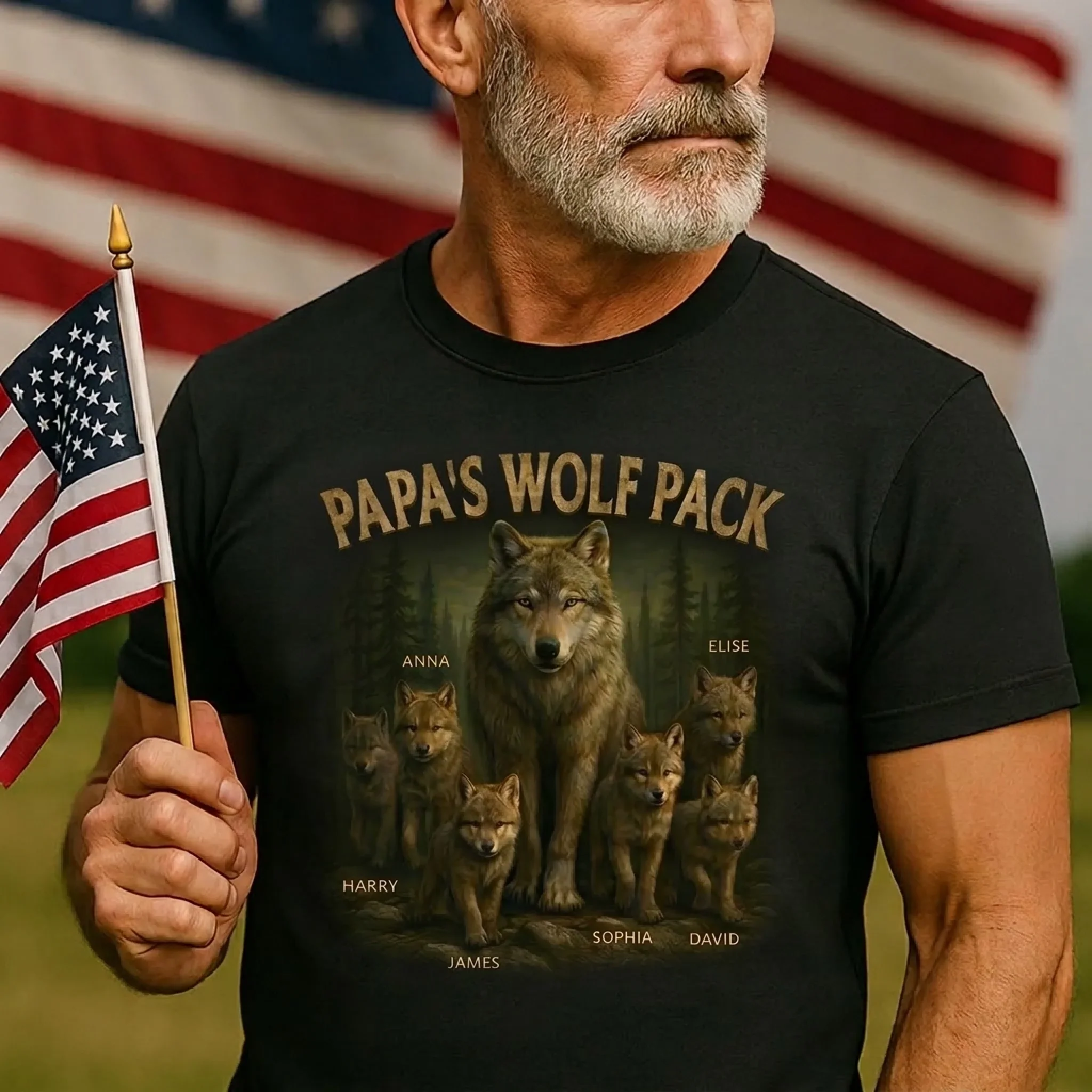 Custom Unisex T-shirt, Premium T-shirt, Hoodie - Personalized Father's Day Birthday Gifts For Dad, Grandpa - Papa’s Wolf Pack - Image 5