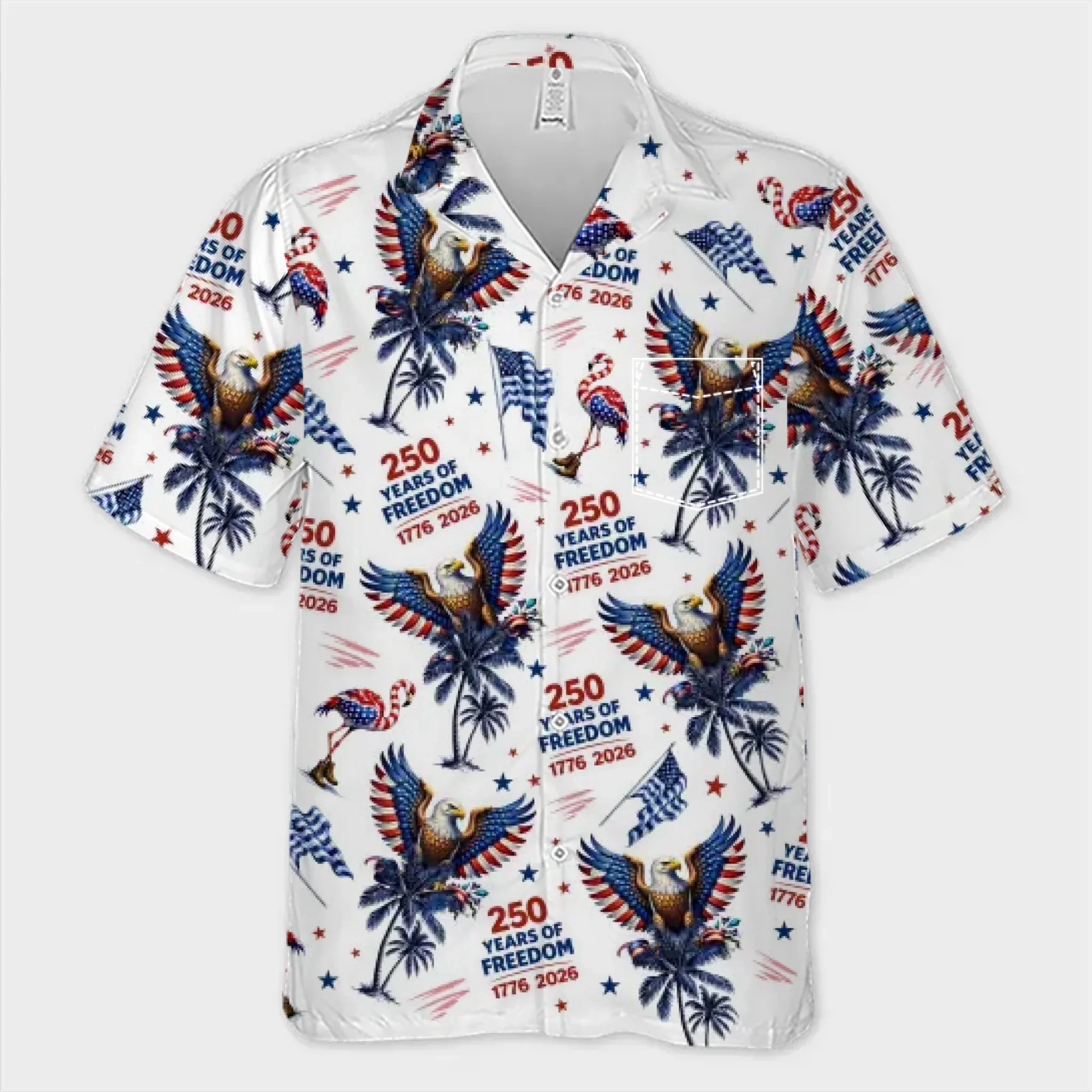 Custom Unisex Tropical Hawaiian Aloha Shirt - Personalized America 250th Anniversary Gifts For Women, Men -  American Spirit Island Style - Image 3