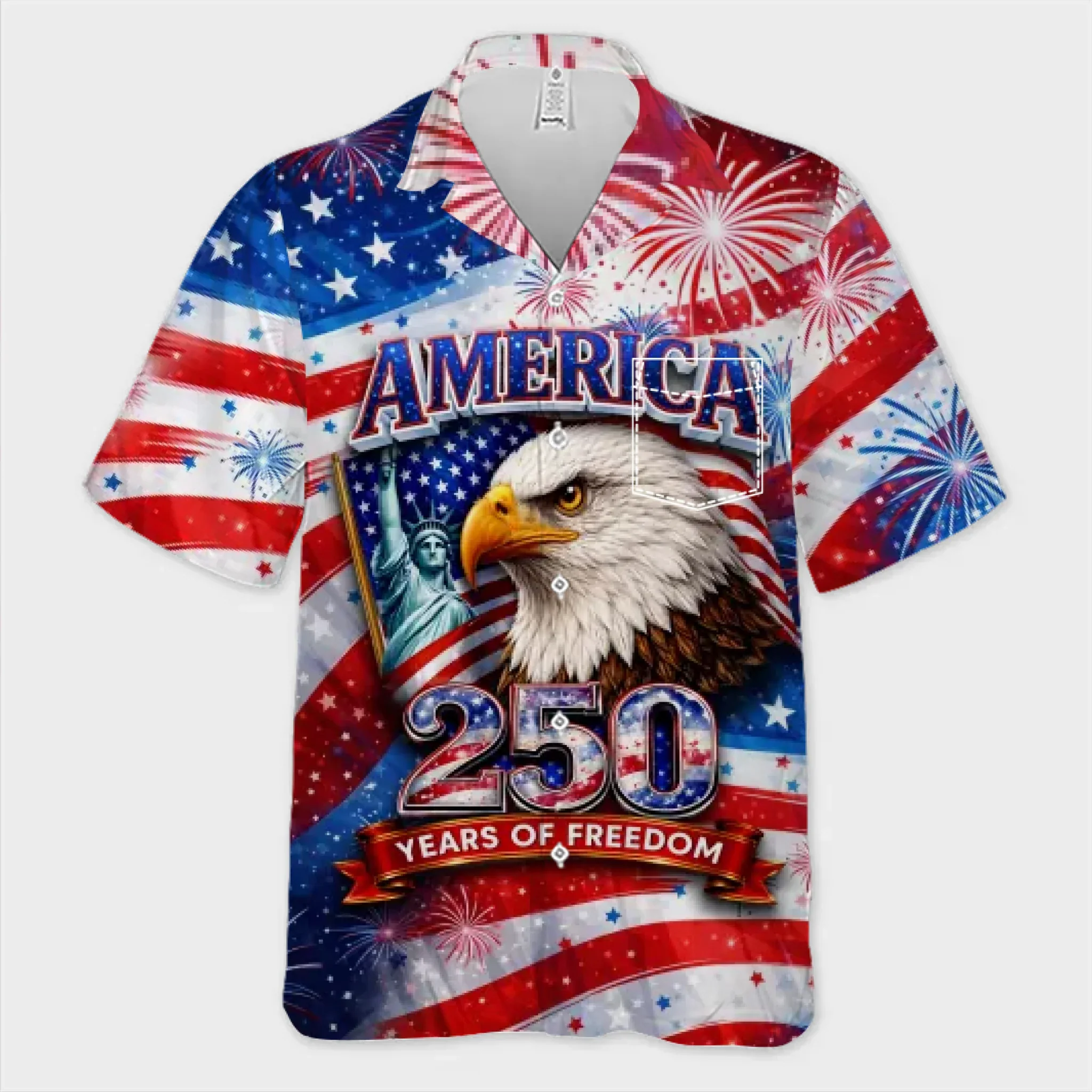 Custom Unisex Tropical Hawaiian Aloha Shirt - Personalized America 250th Anniversary Gifts For Women, Men - Liberty Guides Our Journey - Image 3