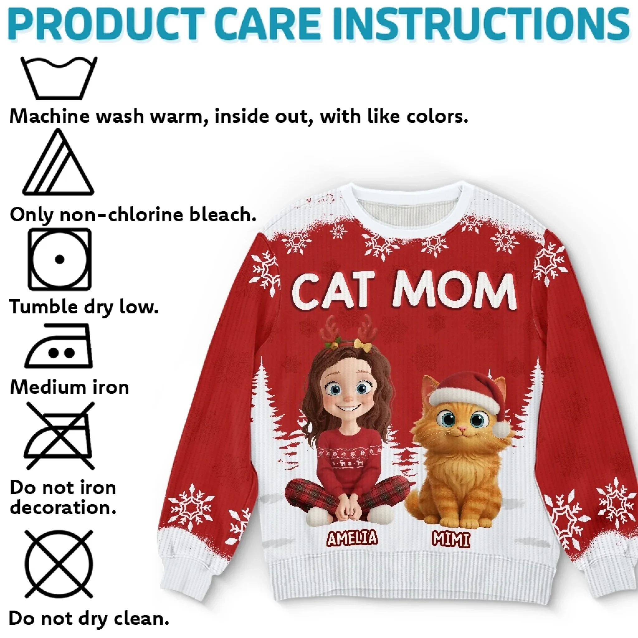Custom Unisex Ugly Sweatshirt - Personalized  Christmas Birthday Gifts For Cat Lovers, Cat Mom And Dad - Meow And Merry On - Image 6