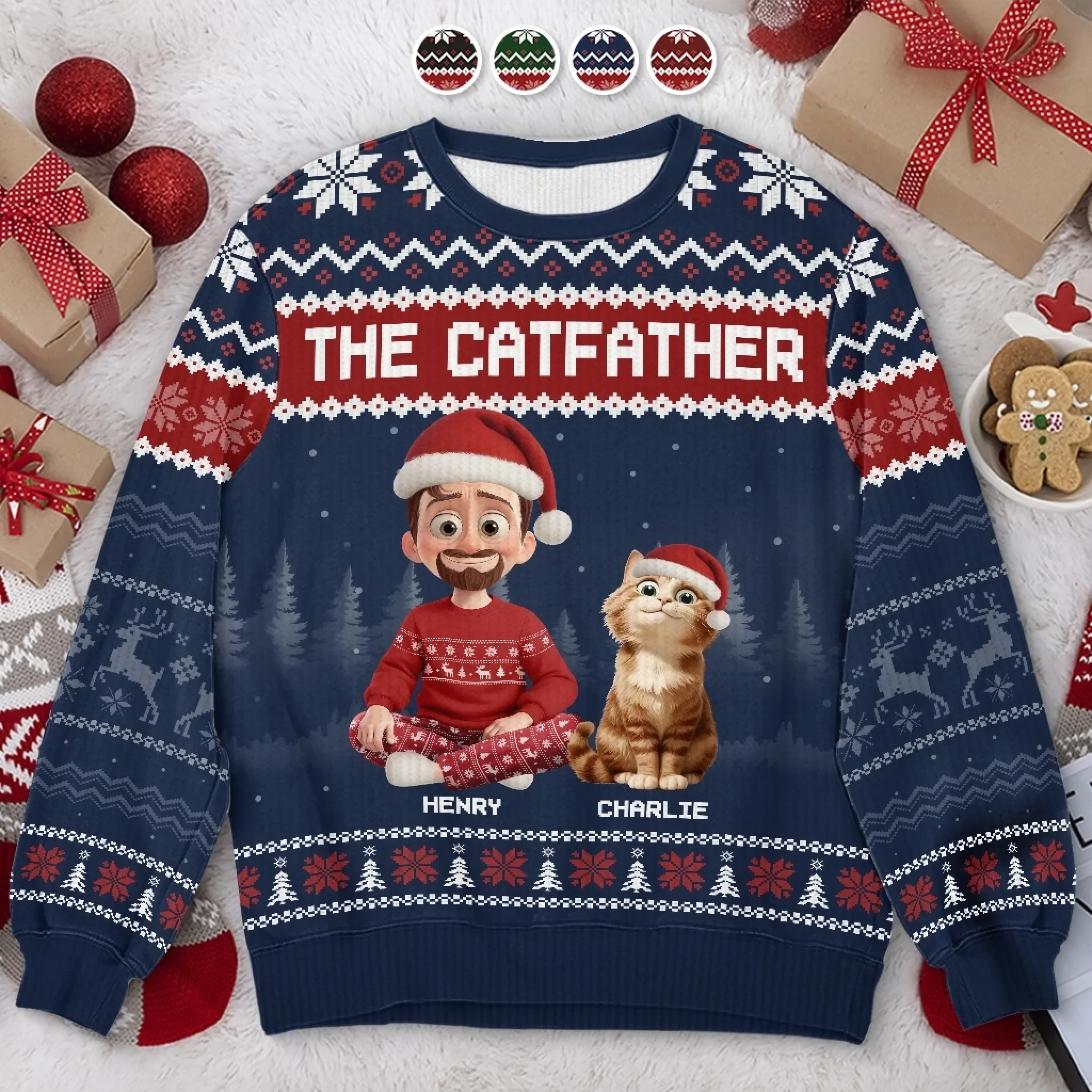 Custom Unisex Ugly Sweatshirt - Personalized Christmas Birthday Gifts For Cat Lovers, Cat Mom And Dad - Purrfectly Loved