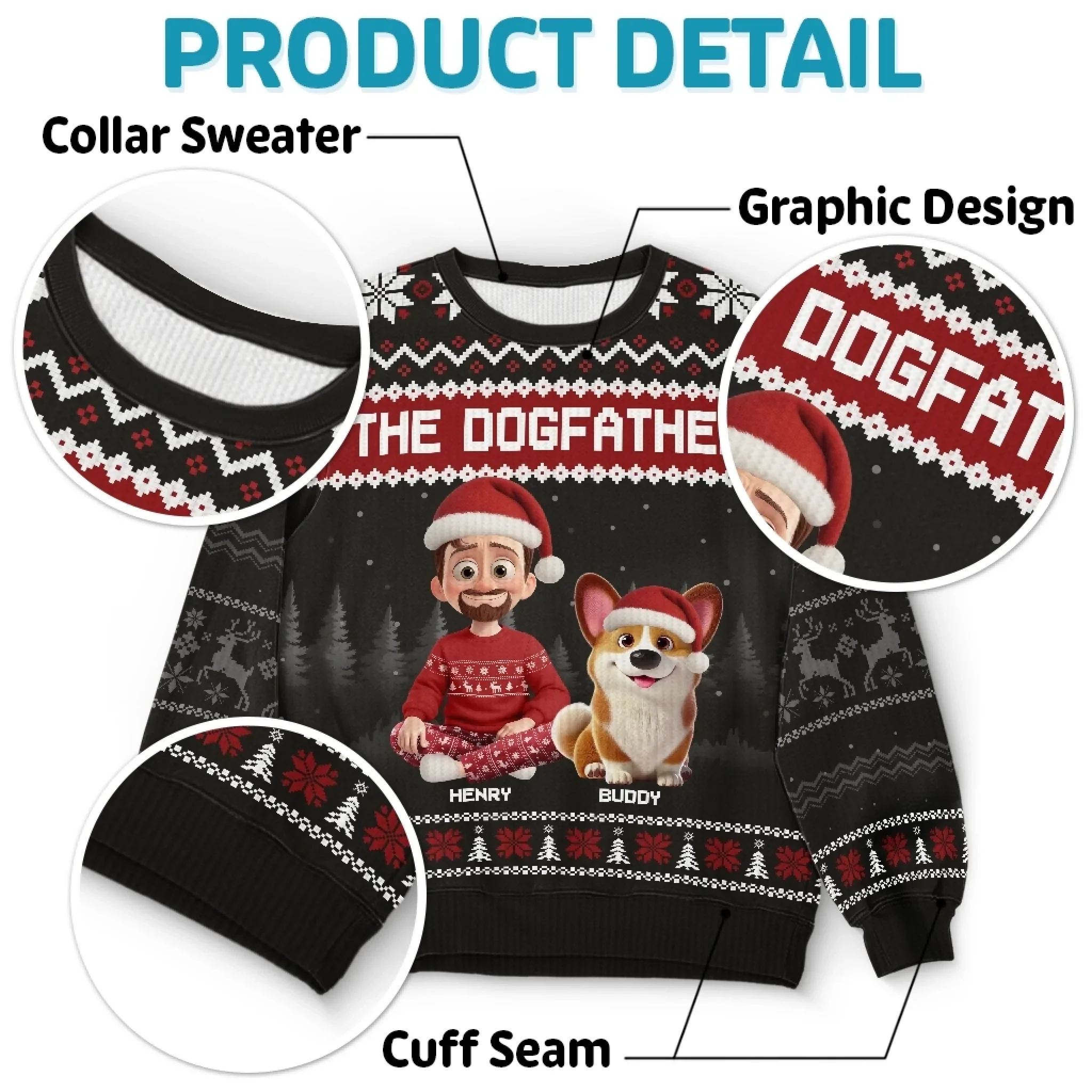 Custom Unisex Ugly Sweatshirt - Personalized Christmas Birthday Gifts For Dog Lovers, Dog Dad And Mom - Master Of Fetch - Image 5