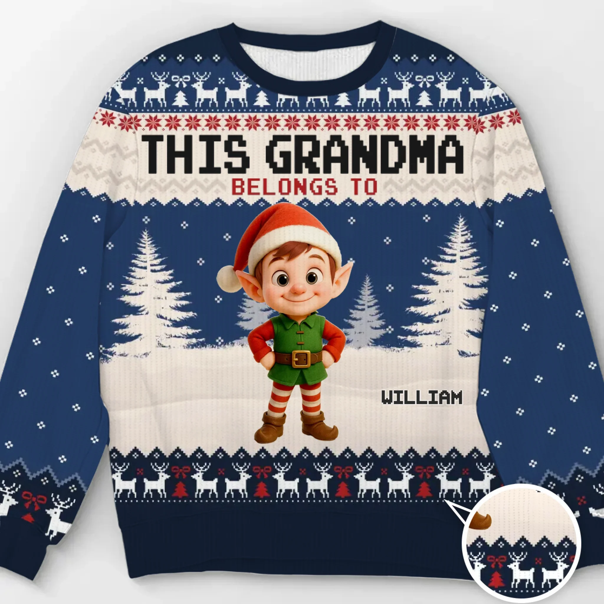 Custom Unisex Ugly Sweatshirt - Personalized Christmas Birthday Gifts For Grandpa, Grandma, Mom - Proud Grandpa Of The Cutest Elves In Town - Image 2