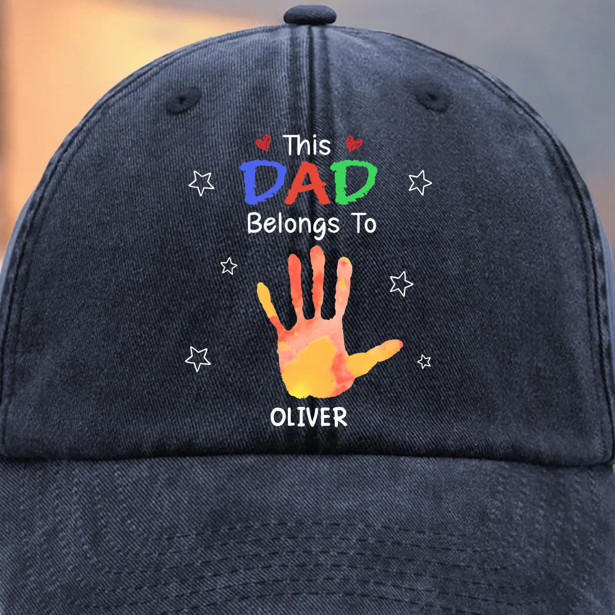 Custom Vintage Washed Denim Baseball Cap - Personalized Birthday Gifts For Dad, Grandpa - Hearts Growing Under Your Care - Image 2