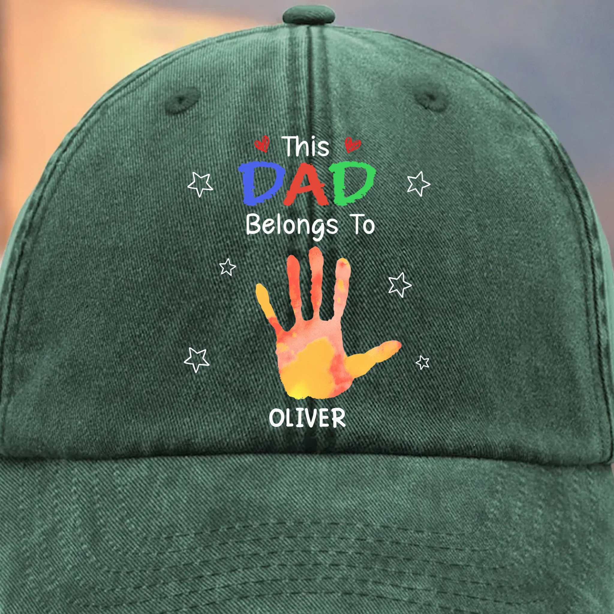 Custom Vintage Washed Denim Baseball Cap - Personalized Birthday Gifts For Dad, Grandpa - Hearts Growing Under Your Care - Image 6