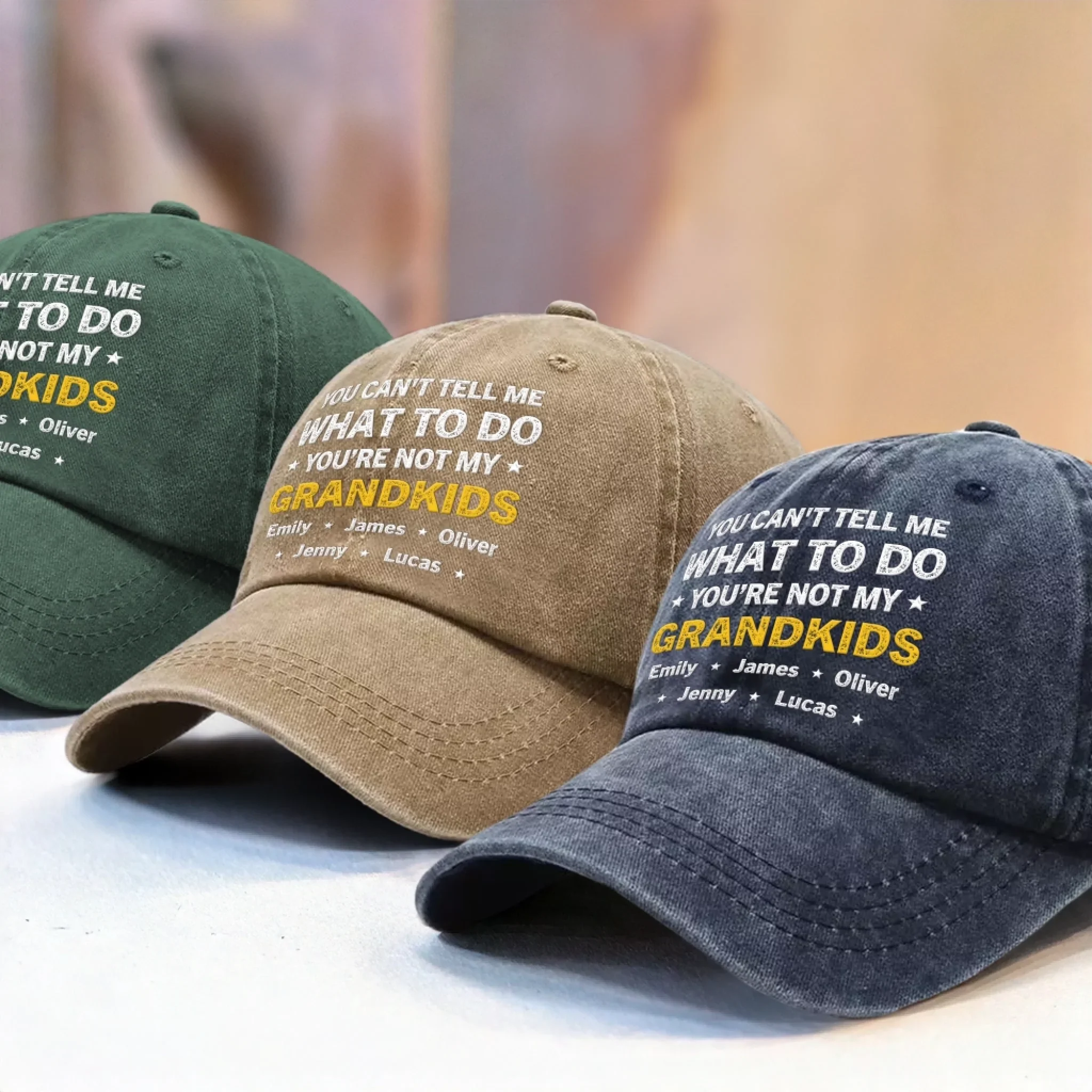 Custom Vintage Washed Denim Baseball Cap - Personalized Birthday Gifts For Dad, Grandpa - Our Days Glow With You - Image 7