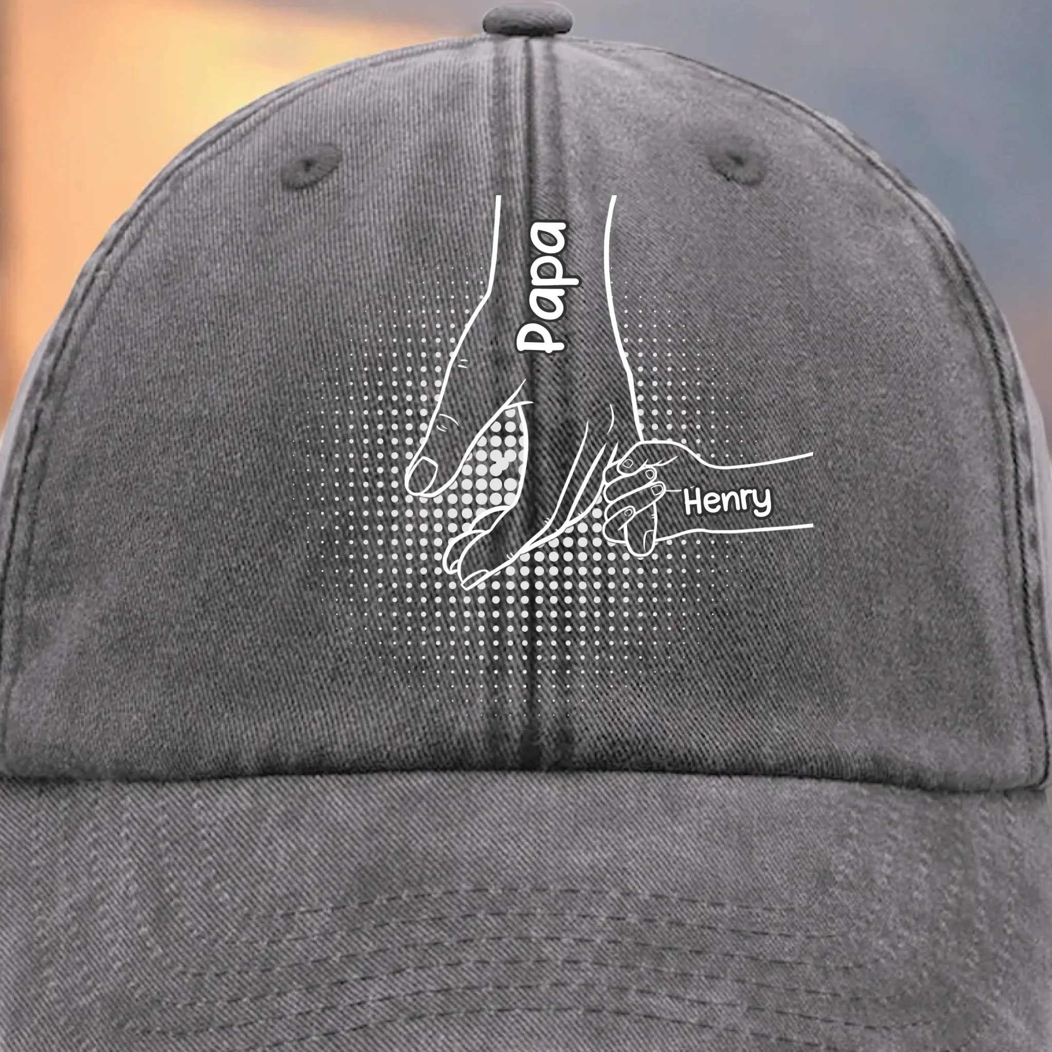 Custom Vintage Washed Denim Baseball Cap - Personalized Birthday Gifts For Dad, Grandpa - We Grow Safely Beside You - Image 5