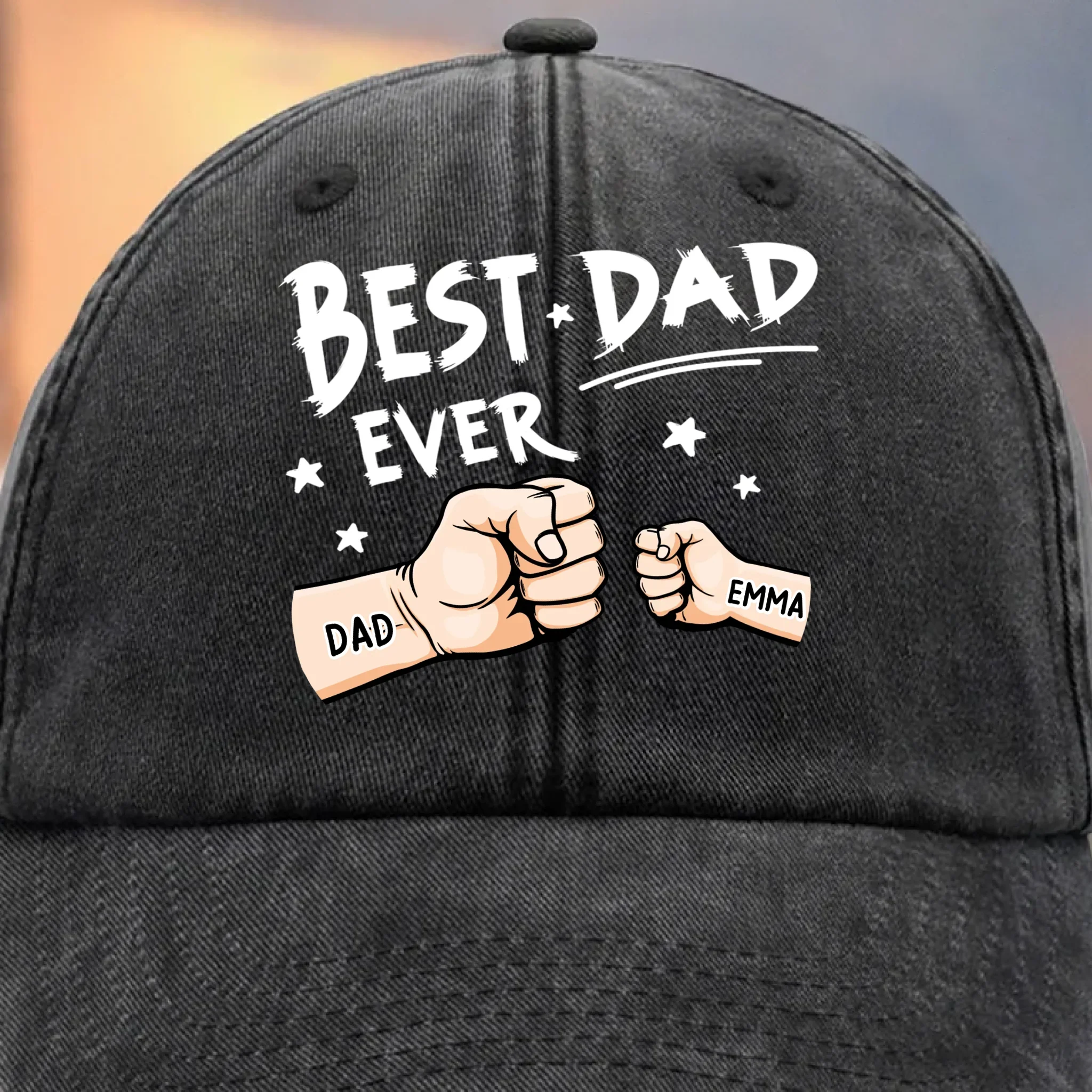 Custom Vintage Washed Denim Baseball Cap - Personalized Christmas Birthday Gifts For Dad, Grandpa - The Crew Calls Him Dad - Image 3