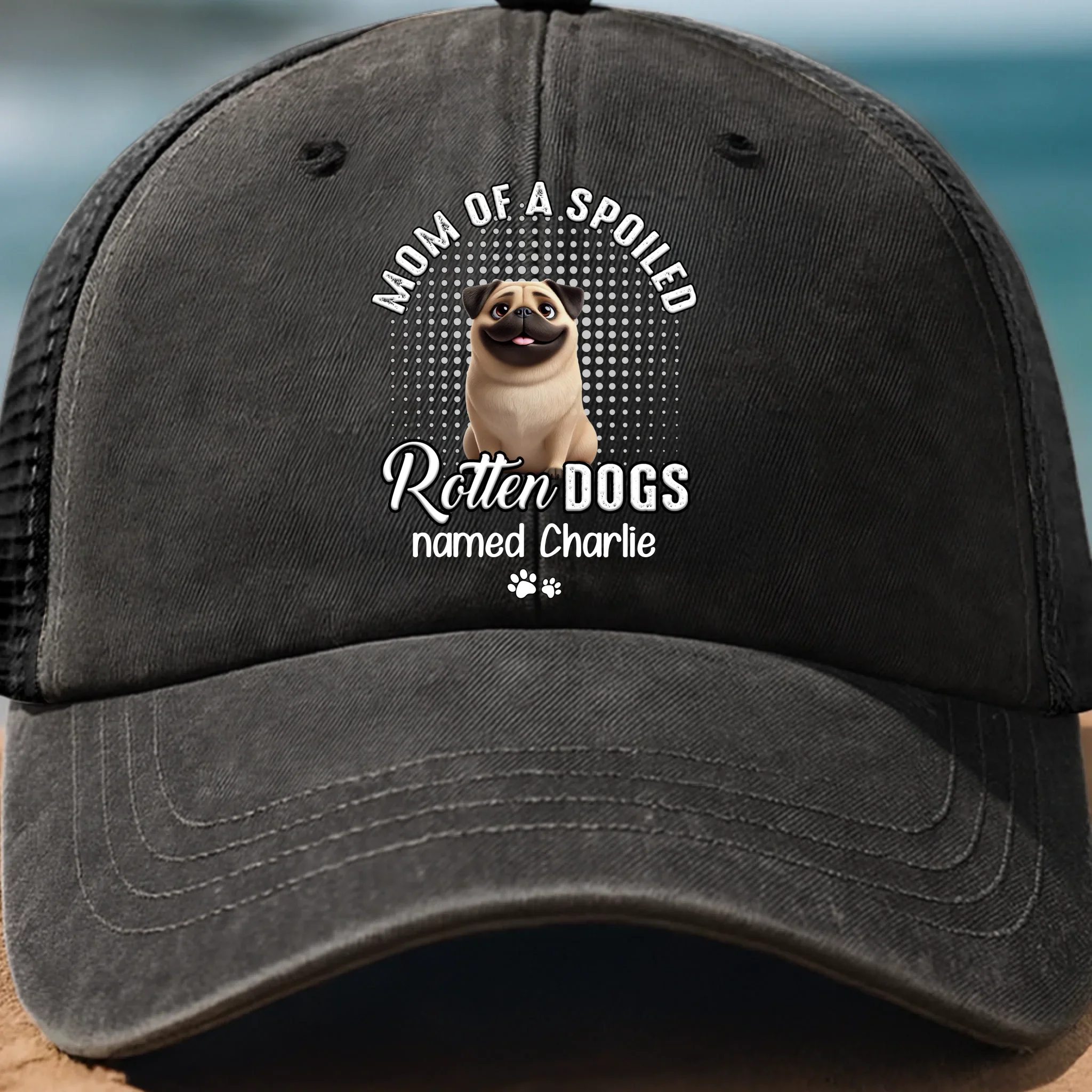Custom Washed Cotton Baseball Net Cap - Personalized Birthday Gifts For Dog Cat Lovers, Dog Dad And Mom, Cat Owners - Master Of The Meow & Woof Crew - Image 2