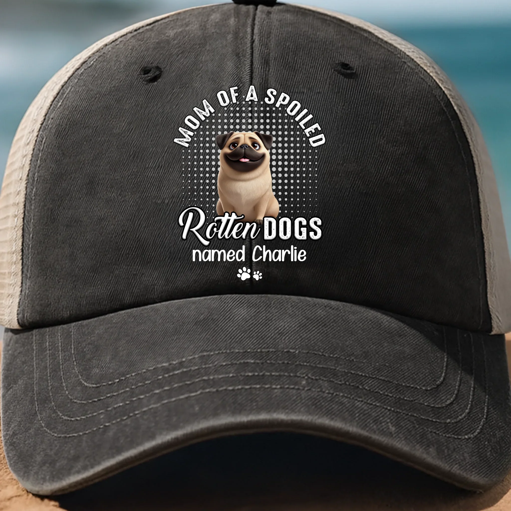 Custom Washed Cotton Baseball Net Cap - Personalized Birthday Gifts For Dog Cat Lovers, Dog Dad And Mom, Cat Owners - Master Of The Meow & Woof Crew - Image 3