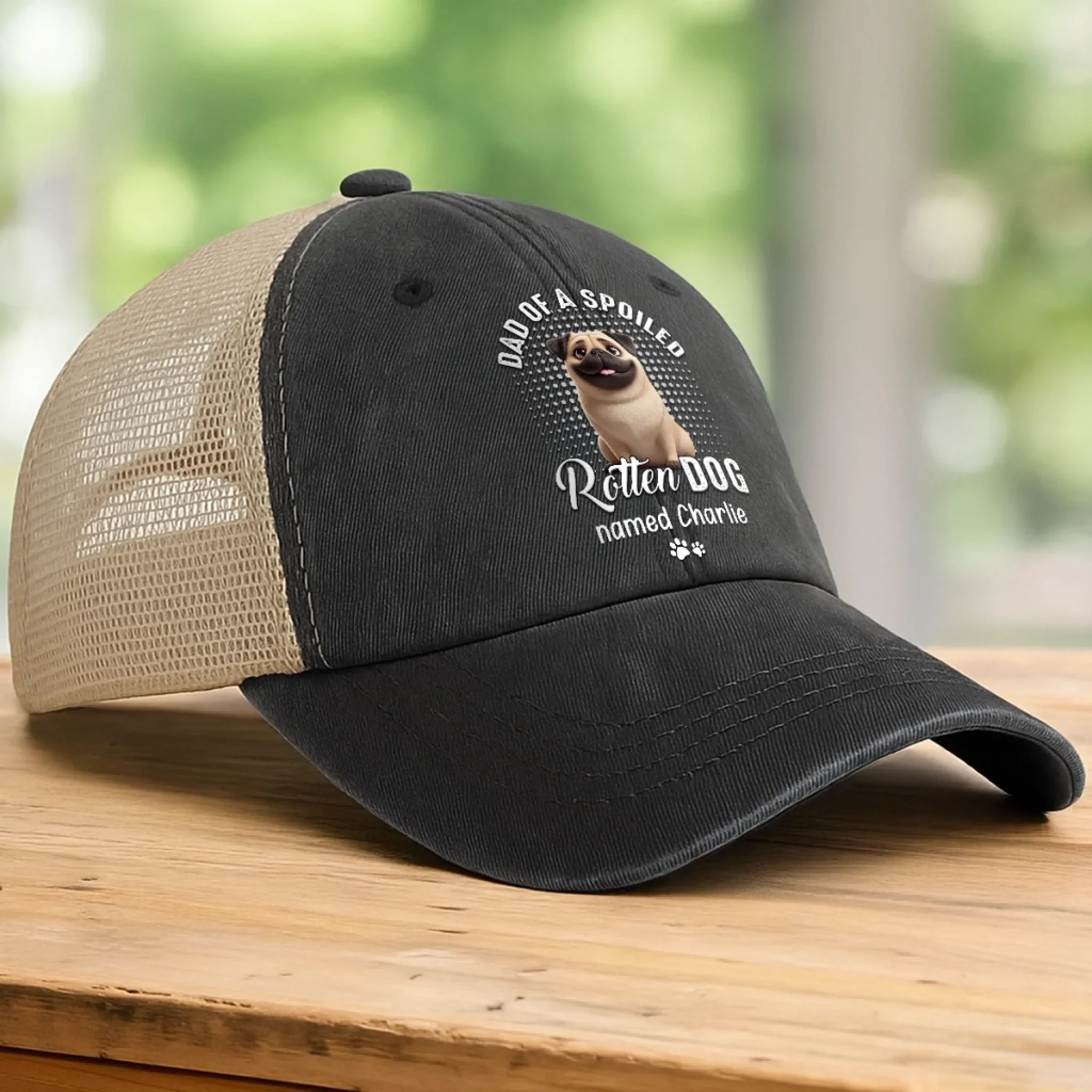 Custom Washed Cotton Baseball Net Cap - Personalized Birthday Gifts For Dog Cat Lovers, Dog Dad And Mom, Cat Owners - Master Of The Meow & Woof Crew - Image 4