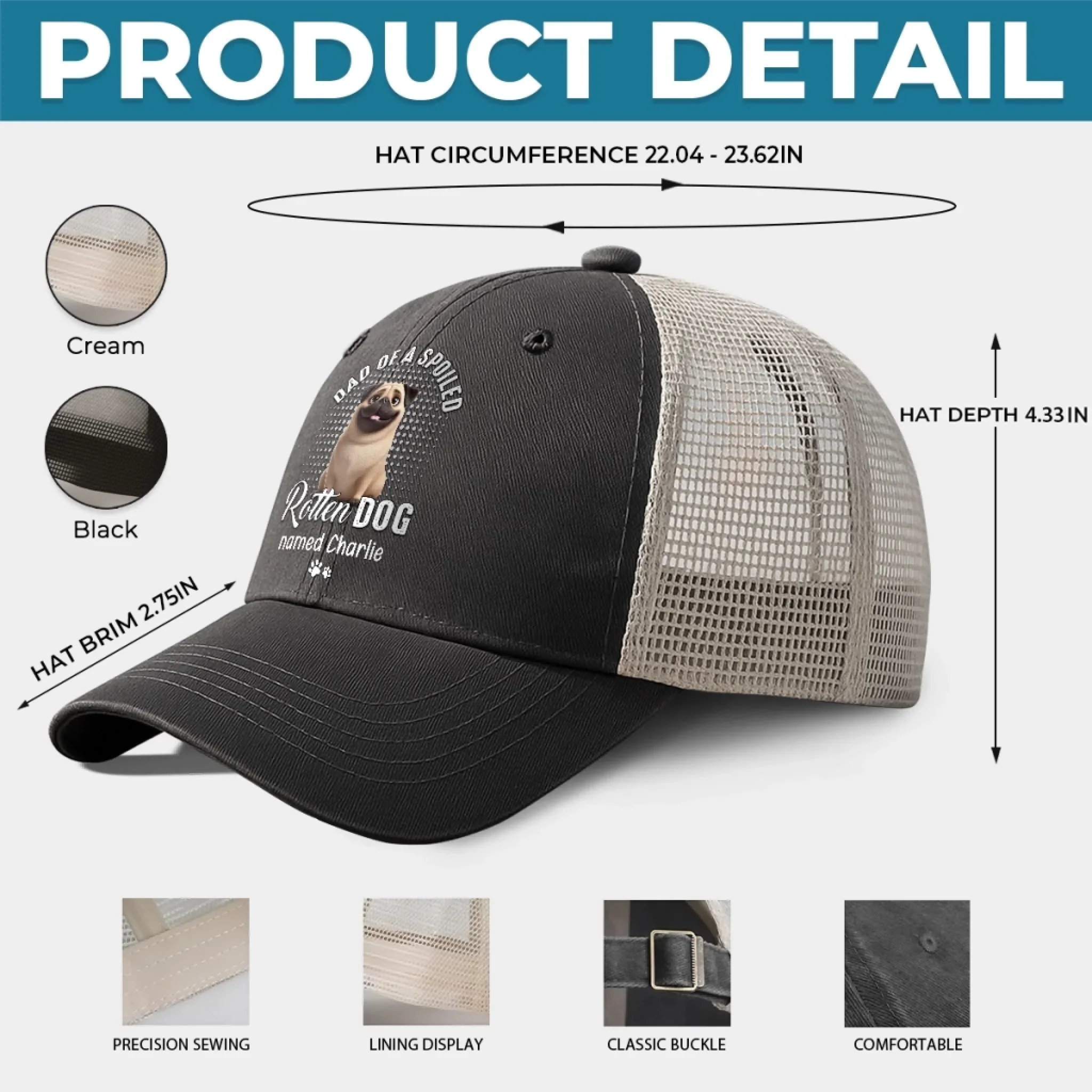 Custom Washed Cotton Baseball Net Cap - Personalized Birthday Gifts For Dog Cat Lovers, Dog Dad And Mom, Cat Owners - Master Of The Meow & Woof Crew - Image 5