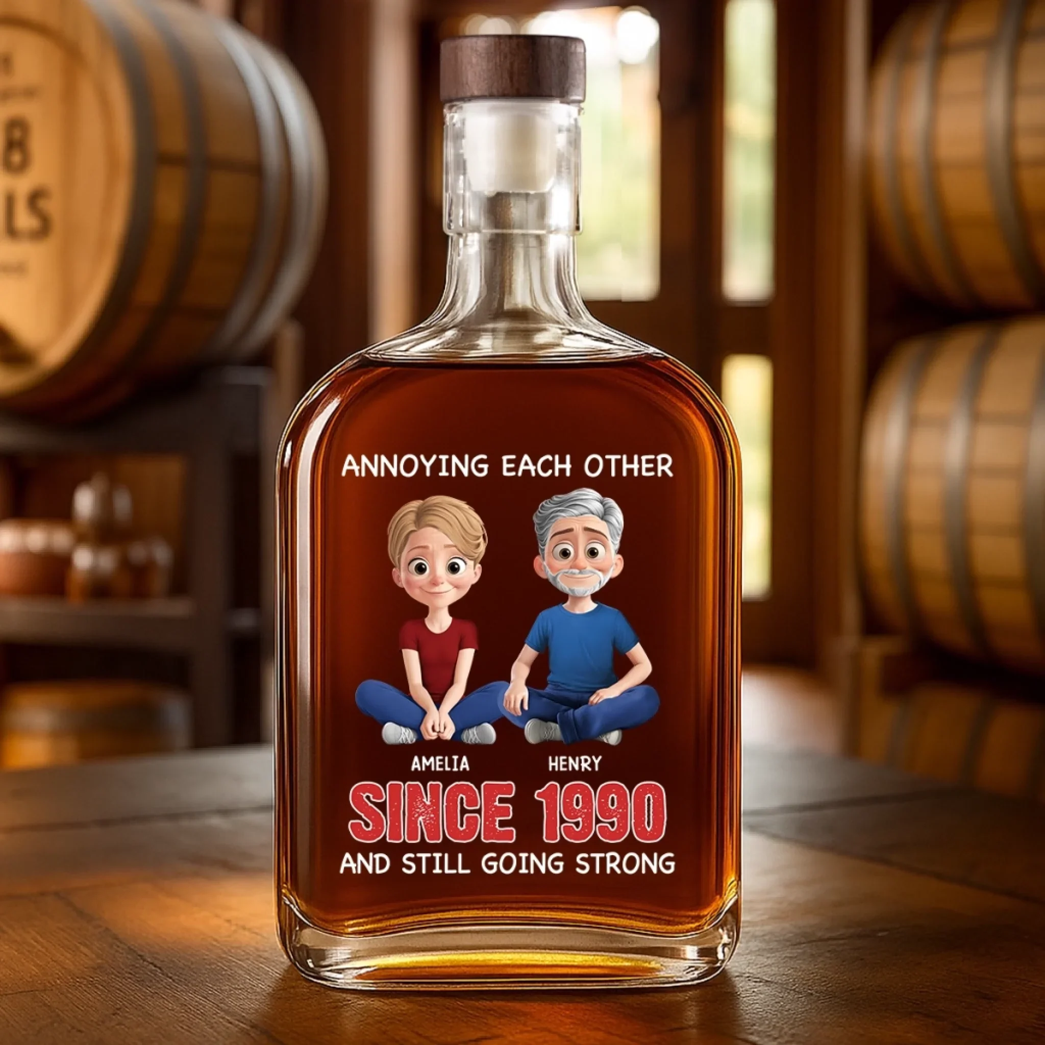 Custom Whiskey Bottle - Personalized Anniversary Wedding Gifts For Husband And Wife, Him And Her - Cheers To Tolerating Each Other - Image 4