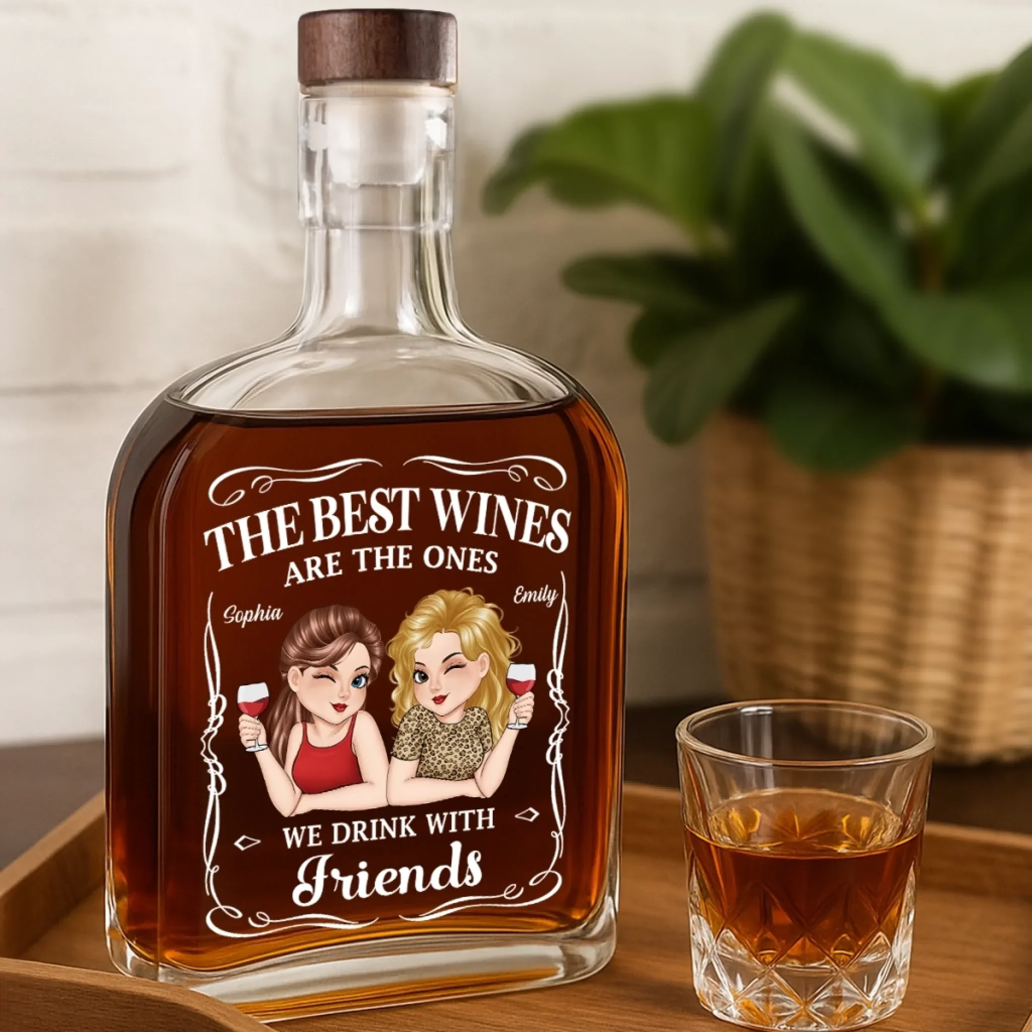 Custom Whiskey Bottle - Personalized Best Friend Birthday Gifts For Women, Besties, Sisters, BFF - Silly Moments Shine With Besties
