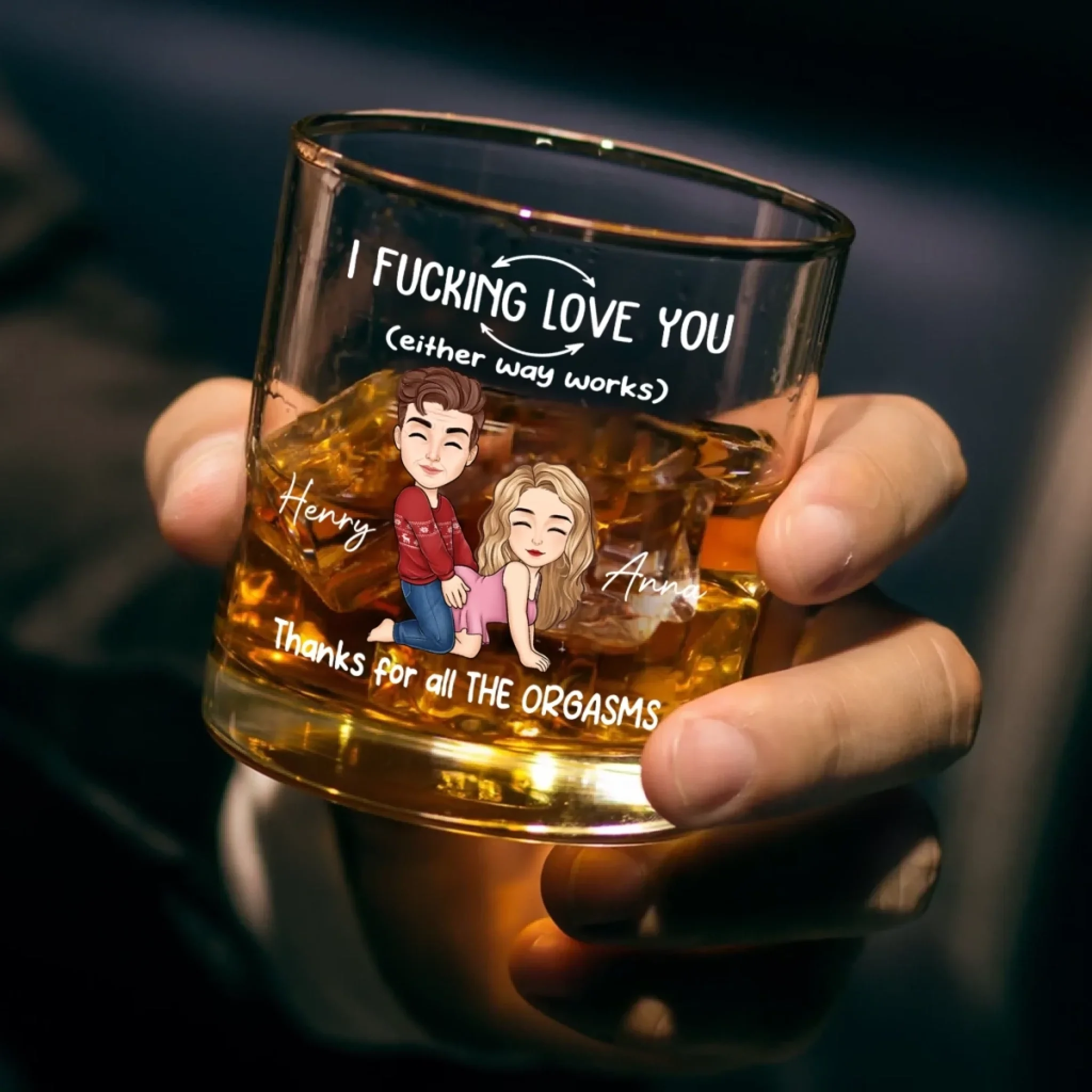 Custom Whiskey Glass - Personalized Anniversary Christmas Wedding Gifts For Husband And Wife, Him And Her - For Lovers Who Laugh, Flirt And Pour Again - Image 3