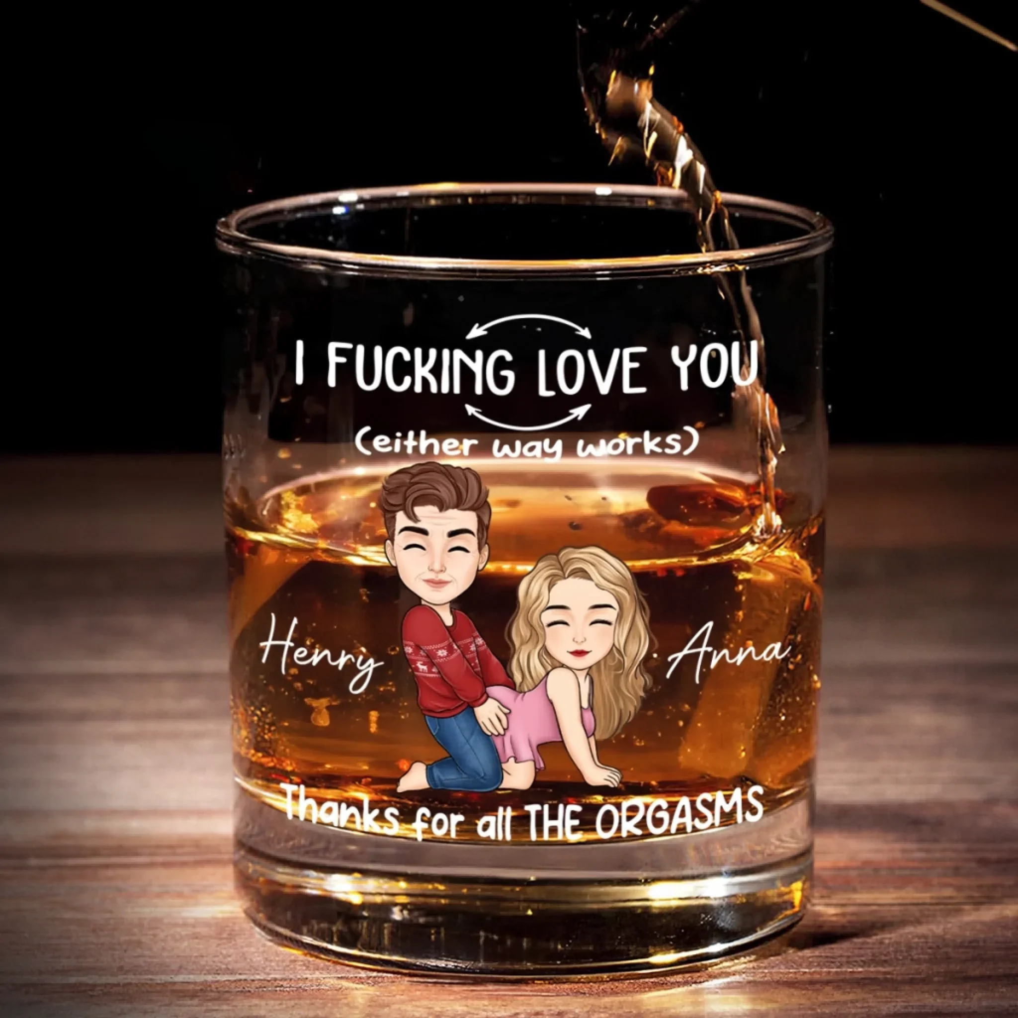 Custom Whiskey Glass - Personalized Anniversary Christmas Wedding Gifts For Husband And Wife, Him And Her - For Lovers Who Laugh, Flirt And Pour Again - Image 4