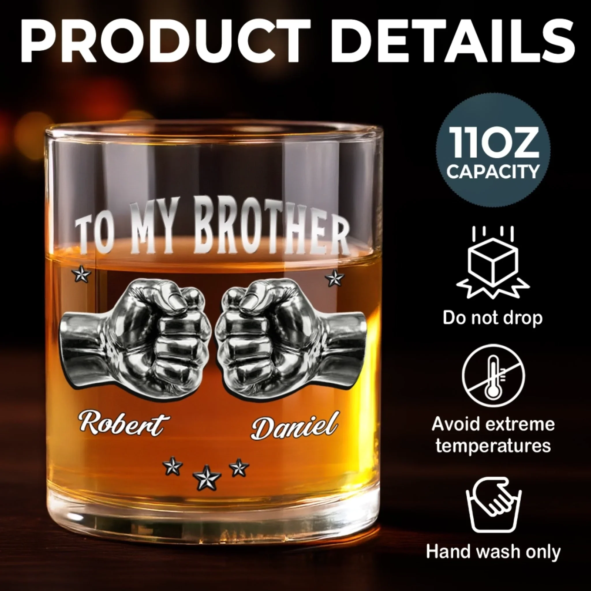 Custom Whiskey Glass - Personalized Birthday Gifts For Brother - A Sip Of Brotherhood - Image 6