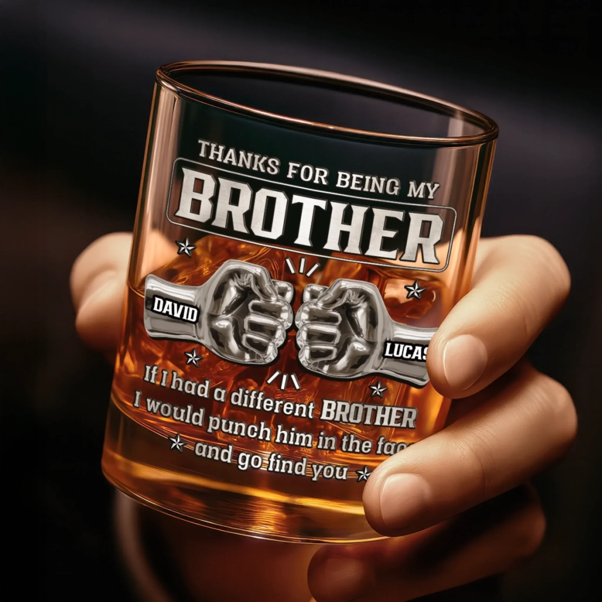 Custom Whiskey Glass - Personalized Birthday Gifts For Brothers, Siblings - Same Roots, Same Ride - Image 5