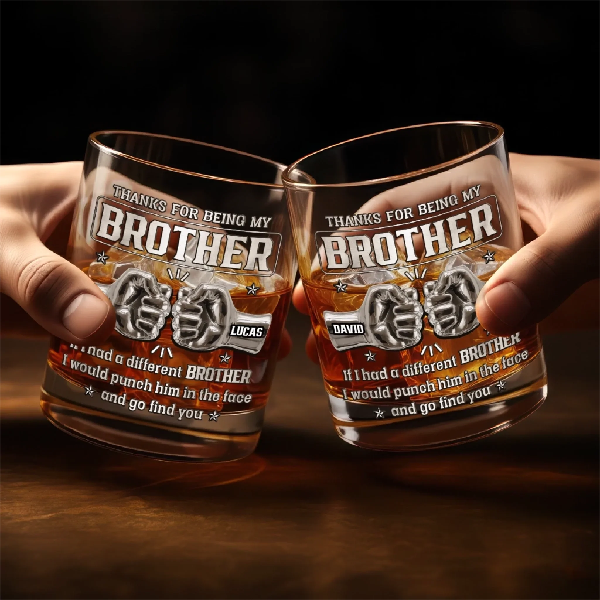 Custom Whiskey Glass - Personalized Birthday Gifts For Brothers, Siblings - Same Roots, Same Ride - Image 6