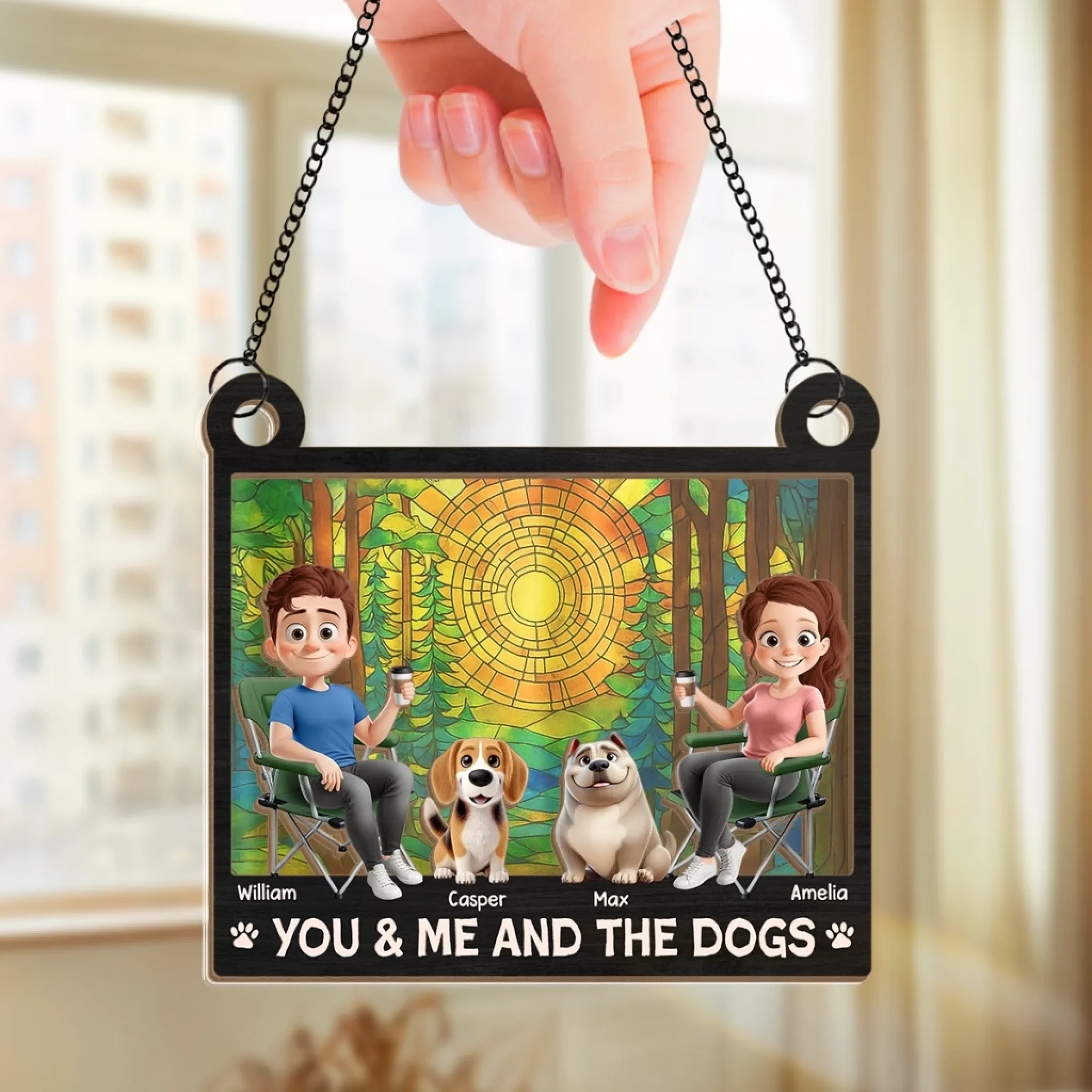 Custom Window Hanging Suncatcher Ornament - Personalized Anniversary Wedding Gifts For Husband And Wife, Dog Dad And Mom - Together With Our Pack - Image 3