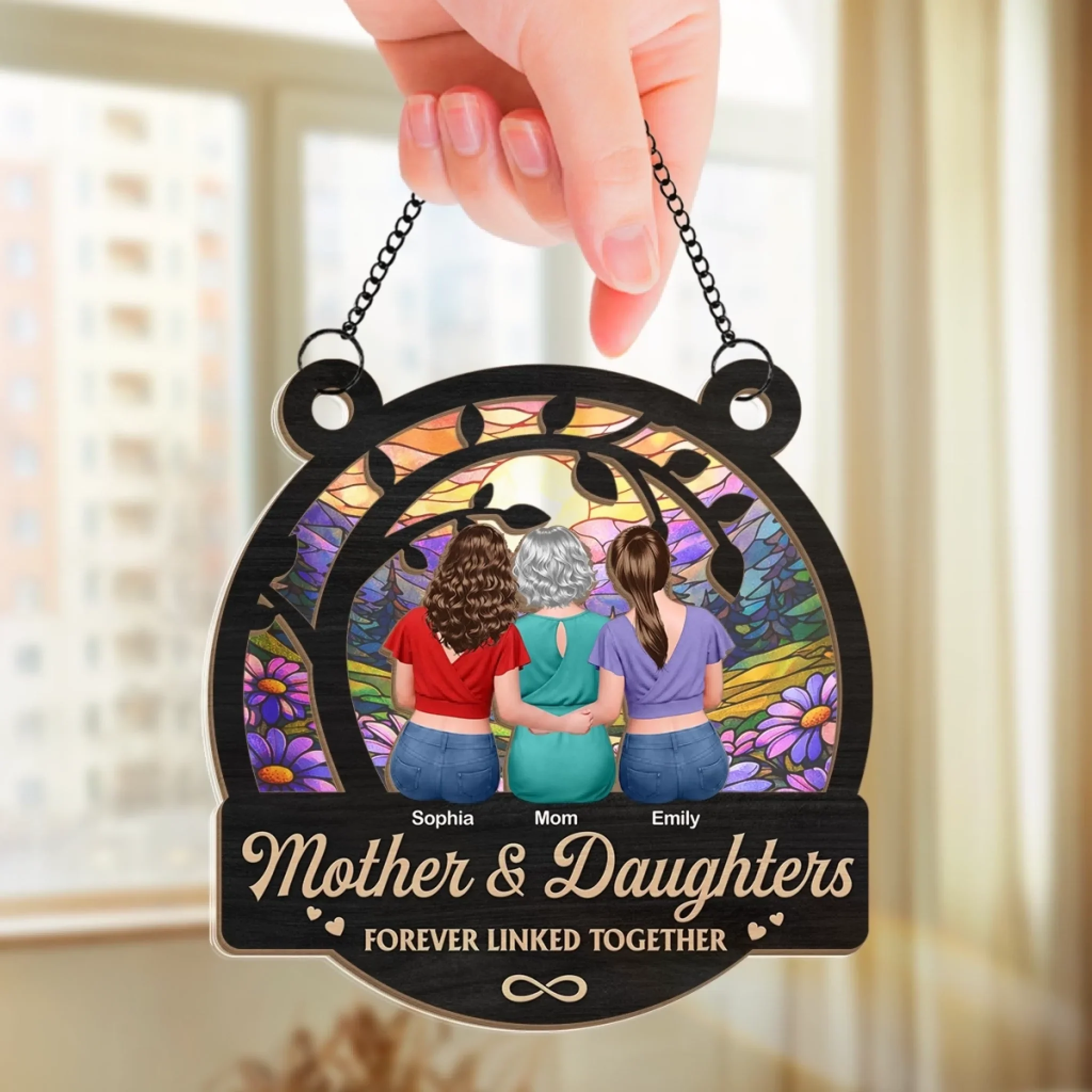 Custom Window Hanging Suncatcher Ornament - Personalized Mother's Day Birthday Gifts For Mom, Daughter - Forever Close, Forever Hers - Image 3
