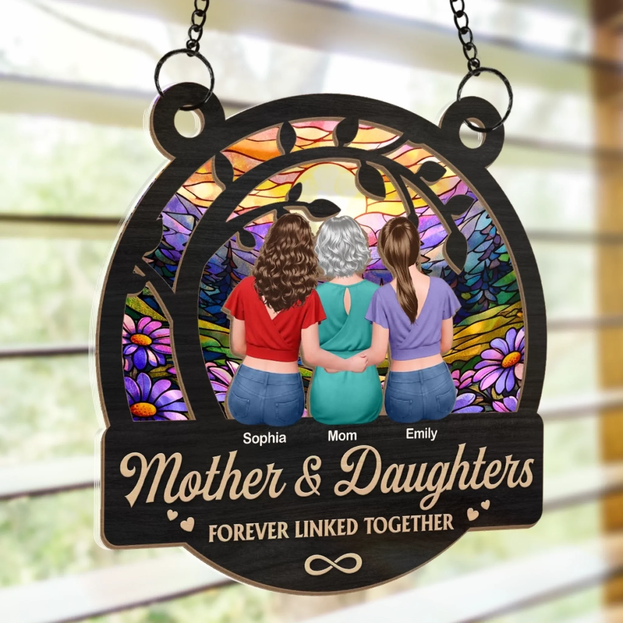 Custom Window Hanging Suncatcher Ornament - Personalized Mother's Day Birthday Gifts For Mom, Daughter - Forever Close, Forever Hers - Image 4