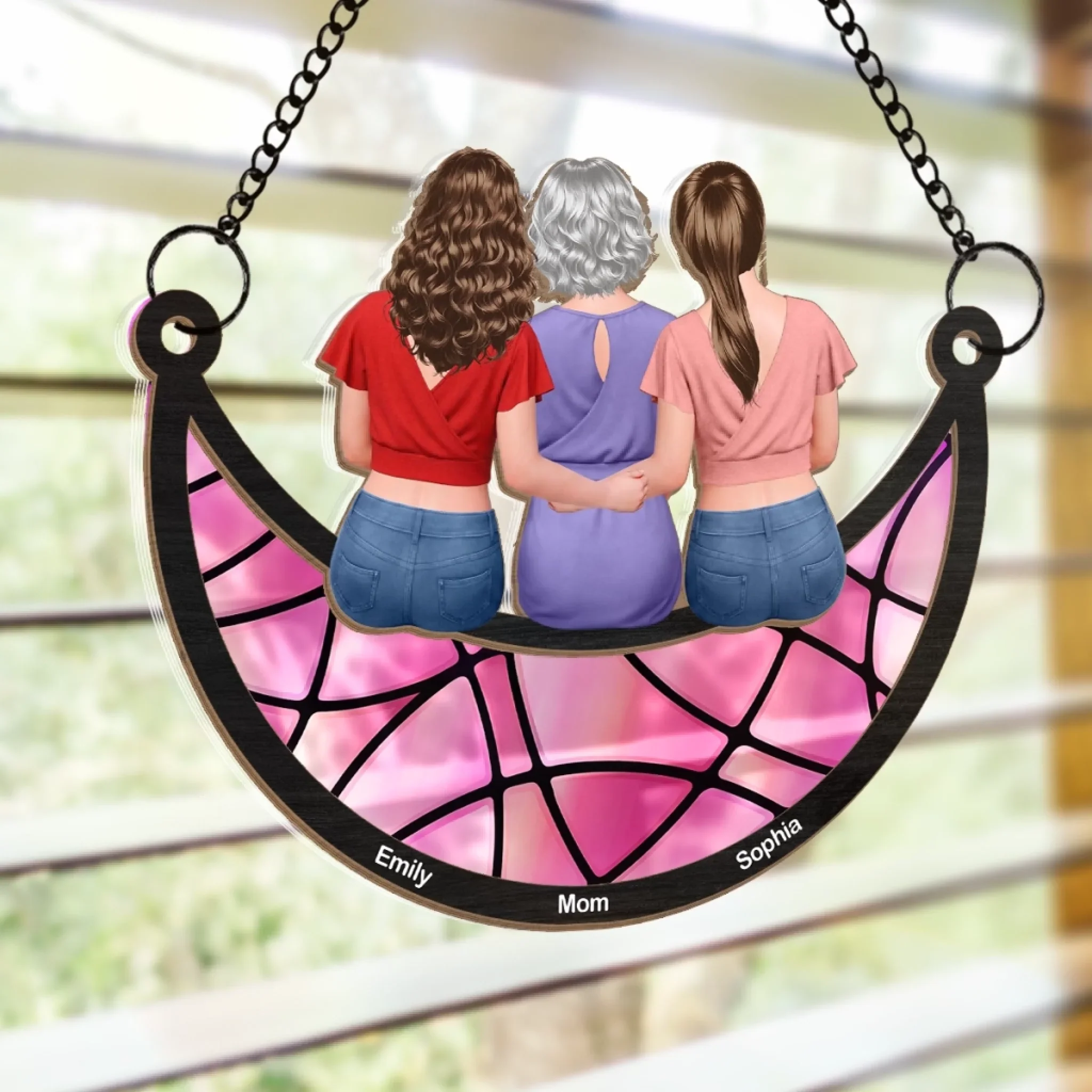 Custom Window Hanging Suncatcher Ornament - Personalized Mother's Day Birthday Gifts For Mom, Daughter, Son - Mom And Us, Forever Linked - Image 4