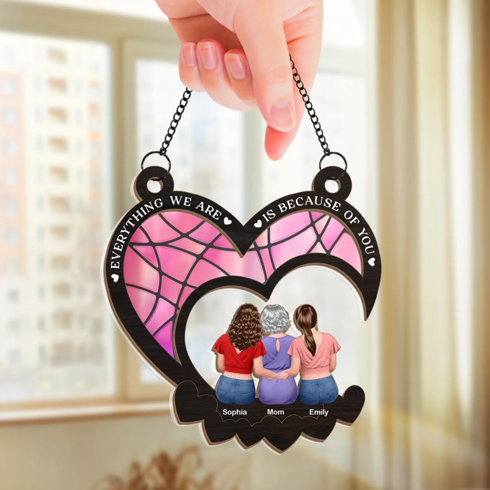 Custom Window Hanging Suncatcher Ornament - Personalized Mother's Day Birthday Gifts For Mom, Daughter, Son - The Heart Of Our Story - Image 3