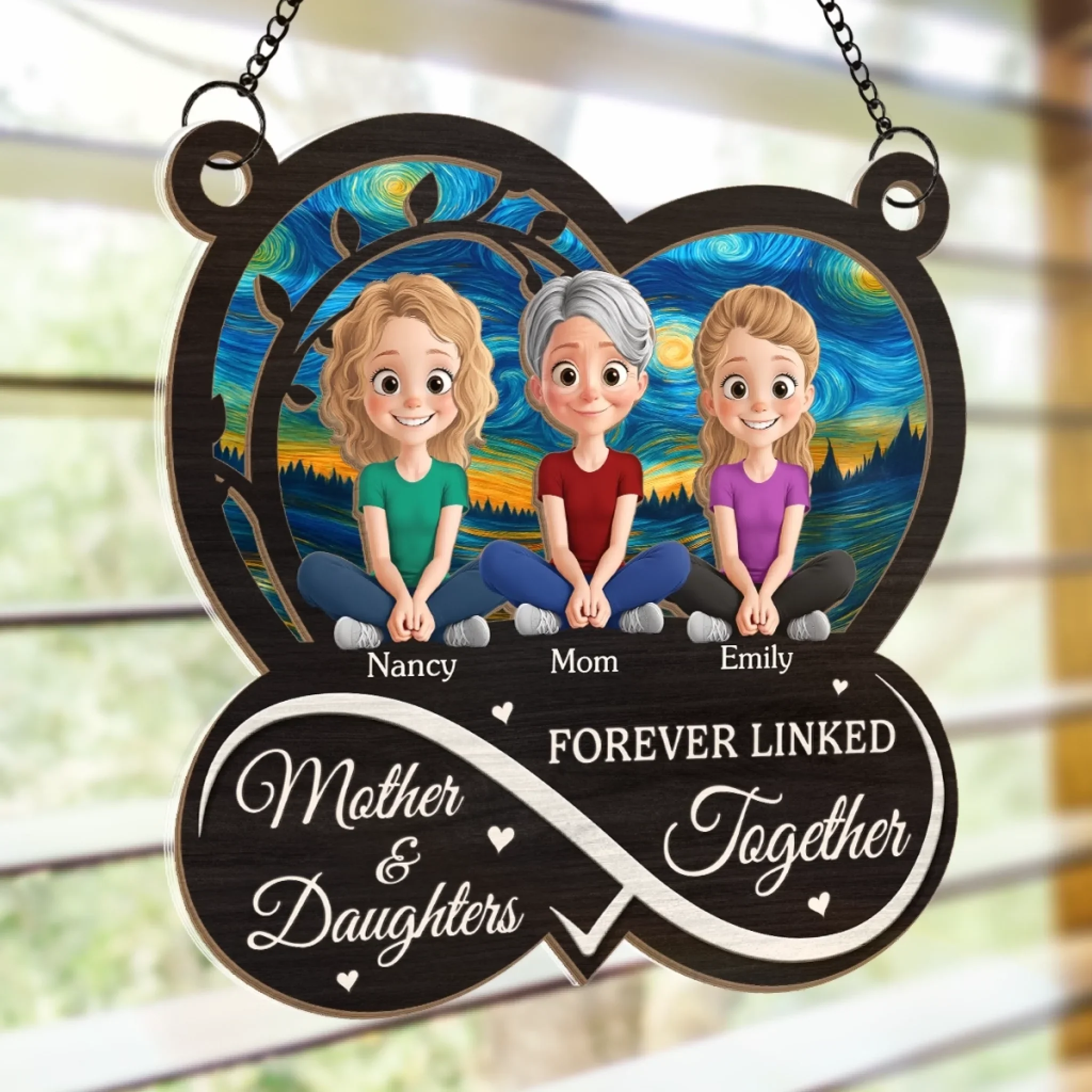 Custom Window Hanging Suncatcher Ornament - Personalized Mother's Day Birthday Gifts For Mom, Grandma - Always Mother And Daughters - Image 4