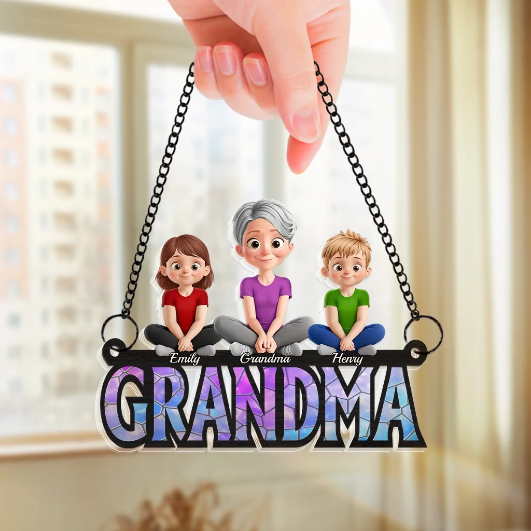 Custom Window Hanging Suncatcher Ornament - Personalized Mother's Day Birthday Gifts For Mom, Grandma - Little Moments, Big Grandma Love - Image 2