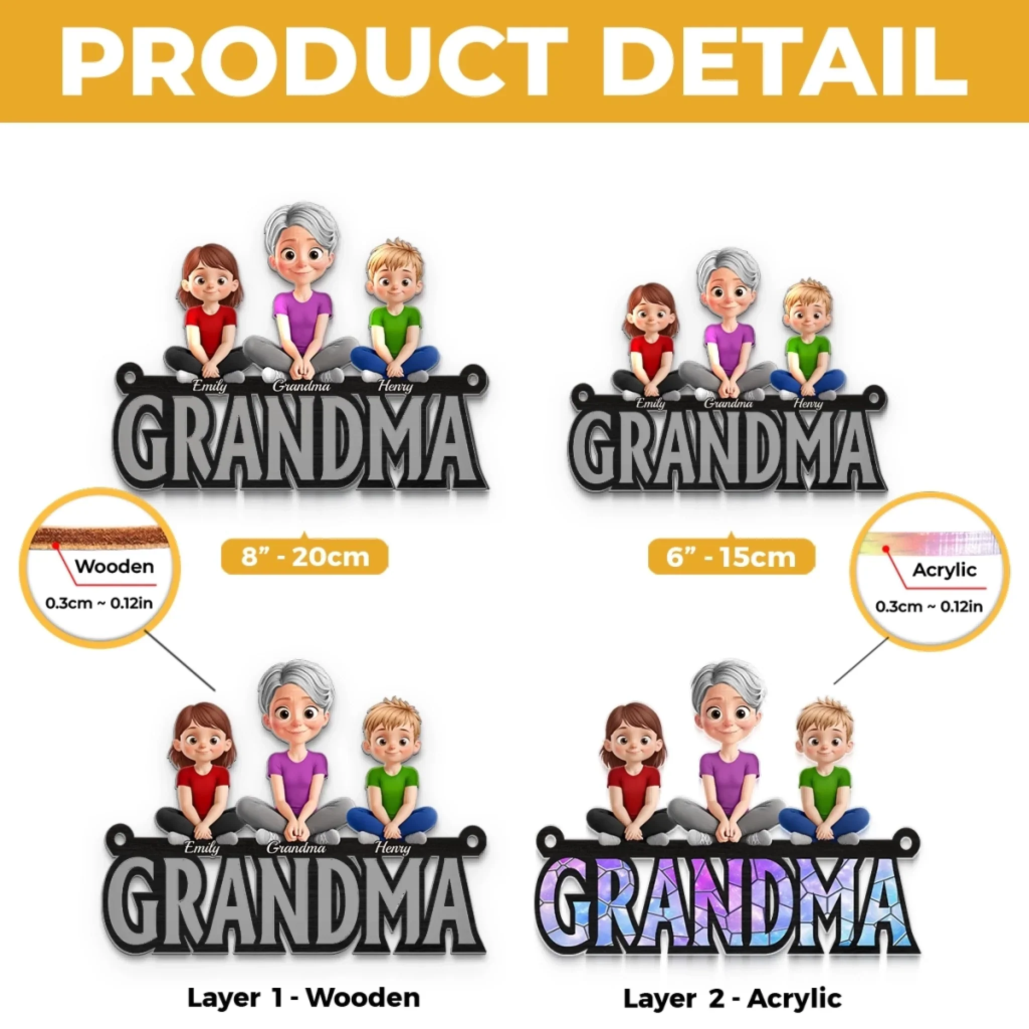 Custom Window Hanging Suncatcher Ornament - Personalized Mother's Day Birthday Gifts For Mom, Grandma - Little Moments, Big Grandma Love - Image 4