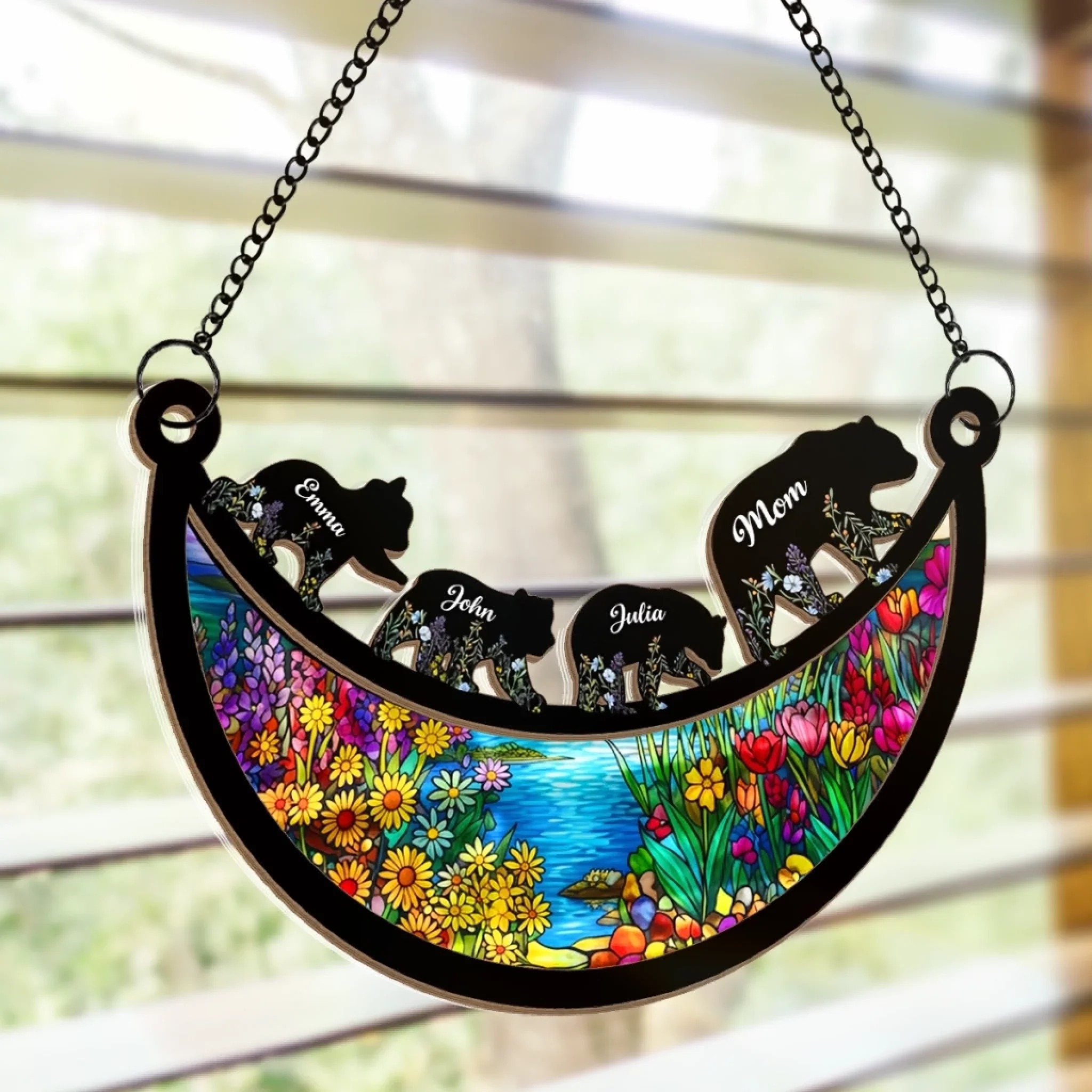 Custom Window Hanging Suncatcher Ornament - Personalized Mother's Day Birthday Gifts For Mom, Grandma - Our Little World Is Full Of Love - Image 4