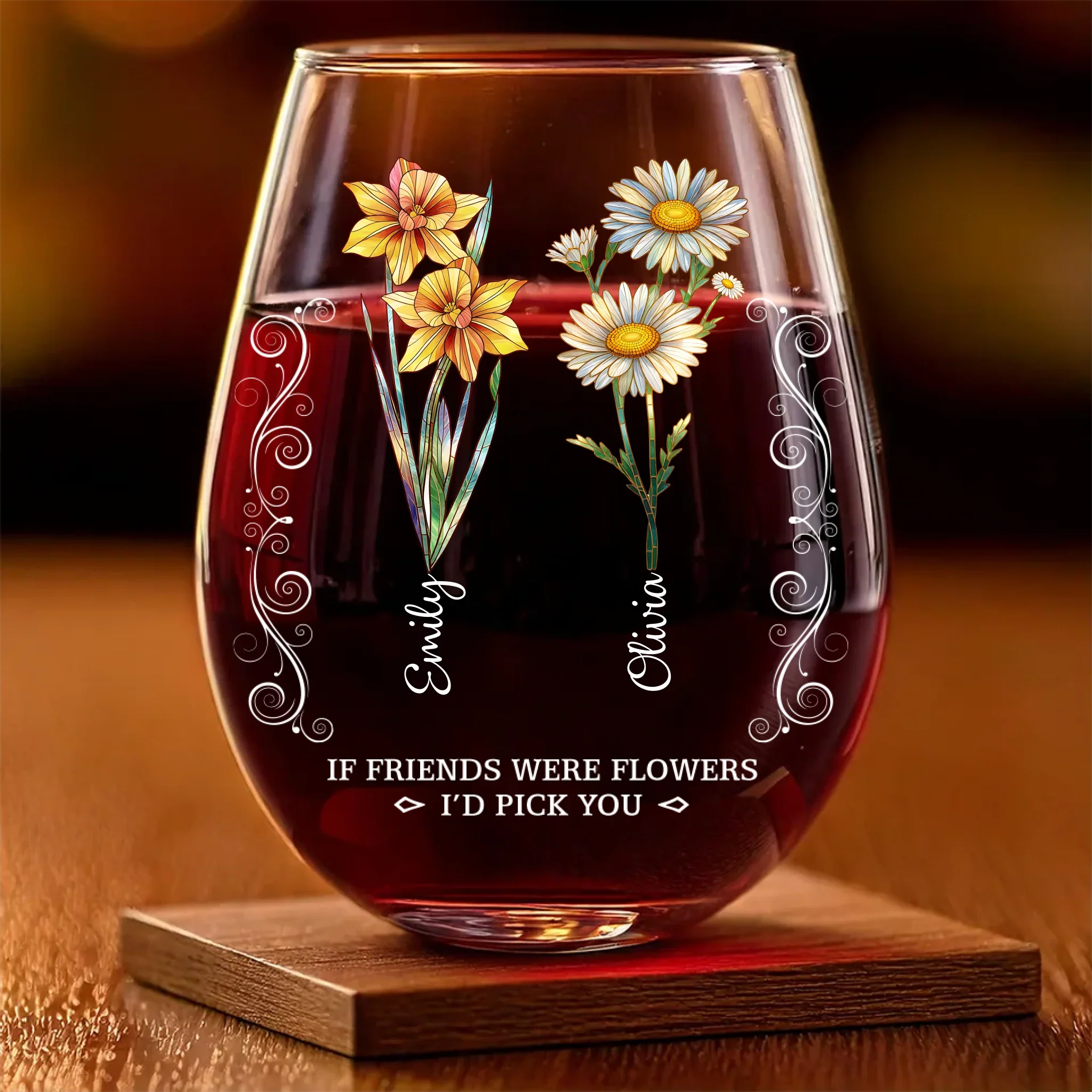 Custom Wine Glass - Personalized Best Friend Birthday Gifts For Women, Besties, Sisters, BFF - Friendship Knows No Distance - Image 2