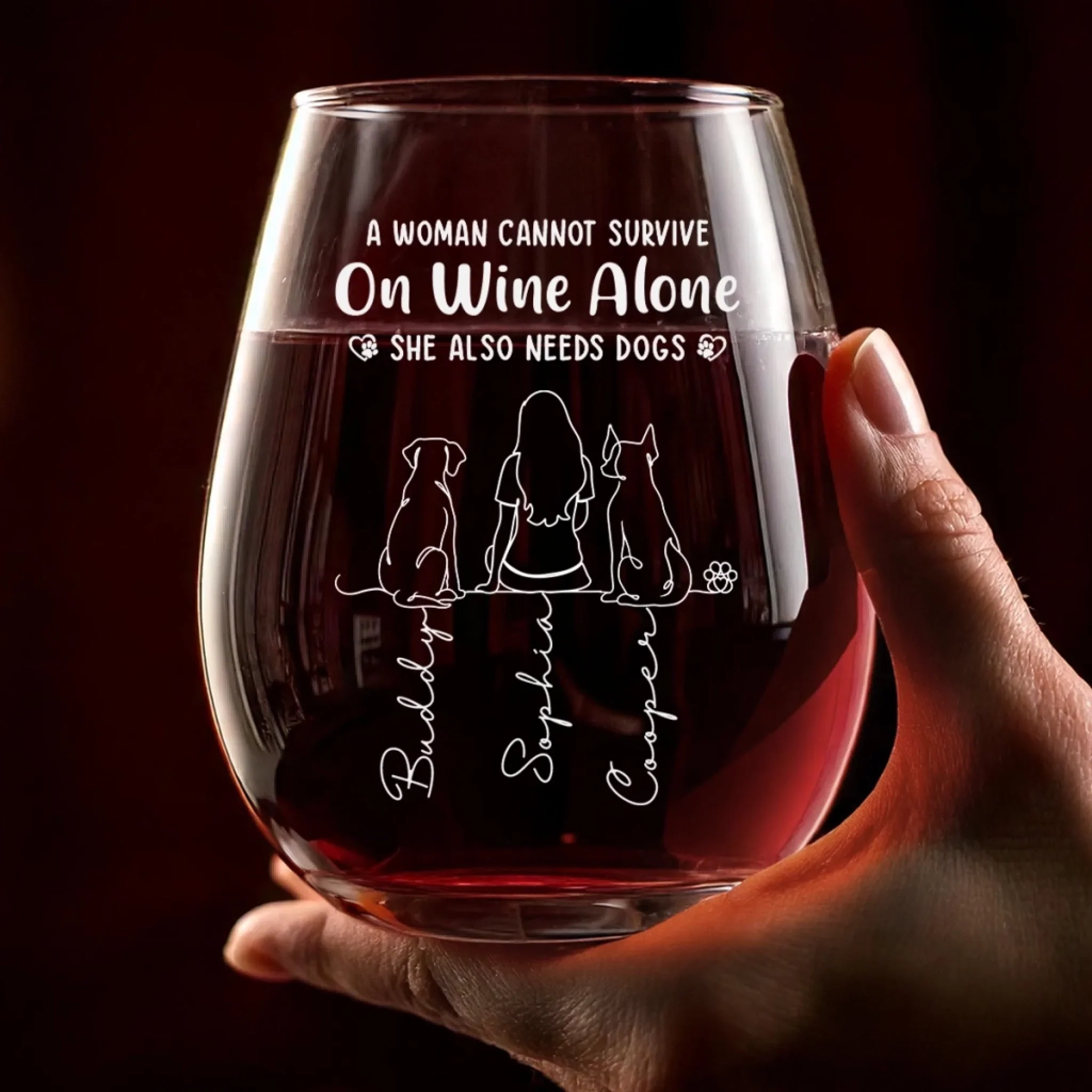 Custom Wine Glass - Personalized Birthday Gifts For Dog Cat Lovers, Dog Dad And Mom, Cat Owners - Holiday With Fur - Image 3