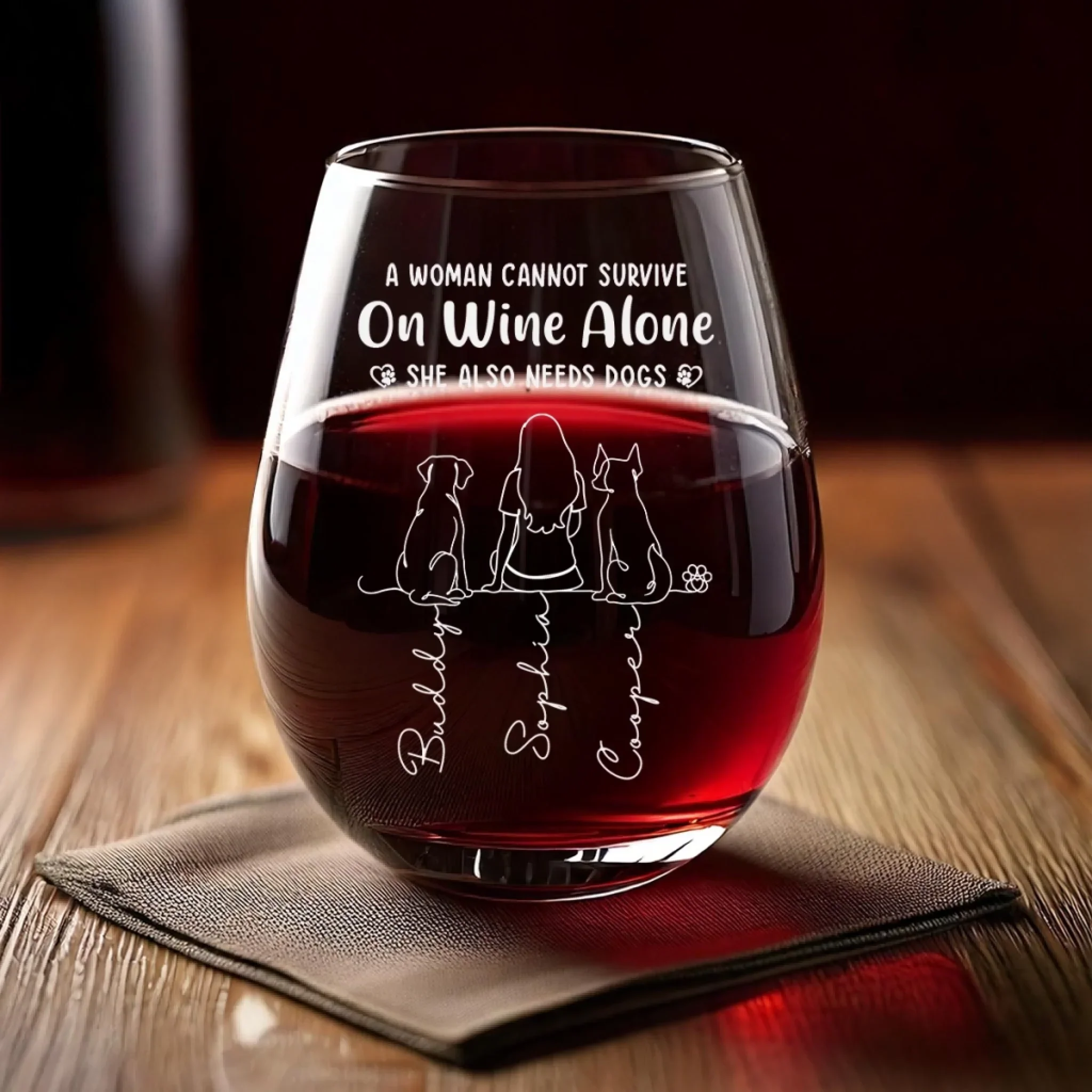 Custom Wine Glass - Personalized Birthday Gifts For Dog Cat Lovers, Dog Dad And Mom, Cat Owners - Holiday With Fur - Image 4