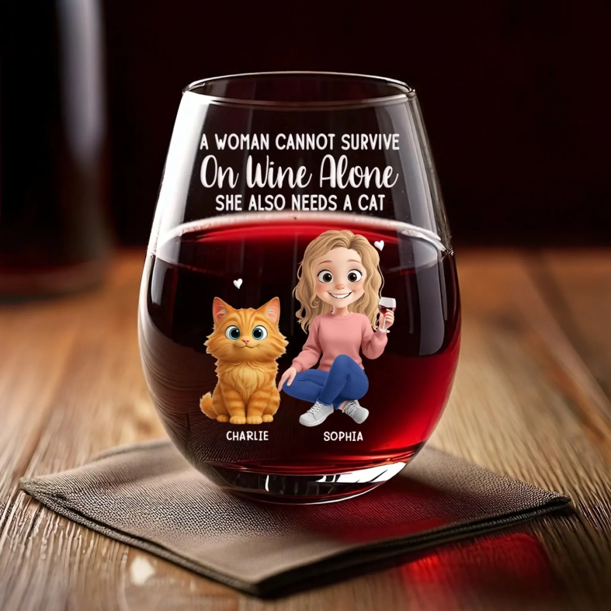 Custom Wine Glass - Personalized Christmas Birthday Gifts For Cat Lovers, Cat Mom And Dad - Life Needs A Purr - Image 4