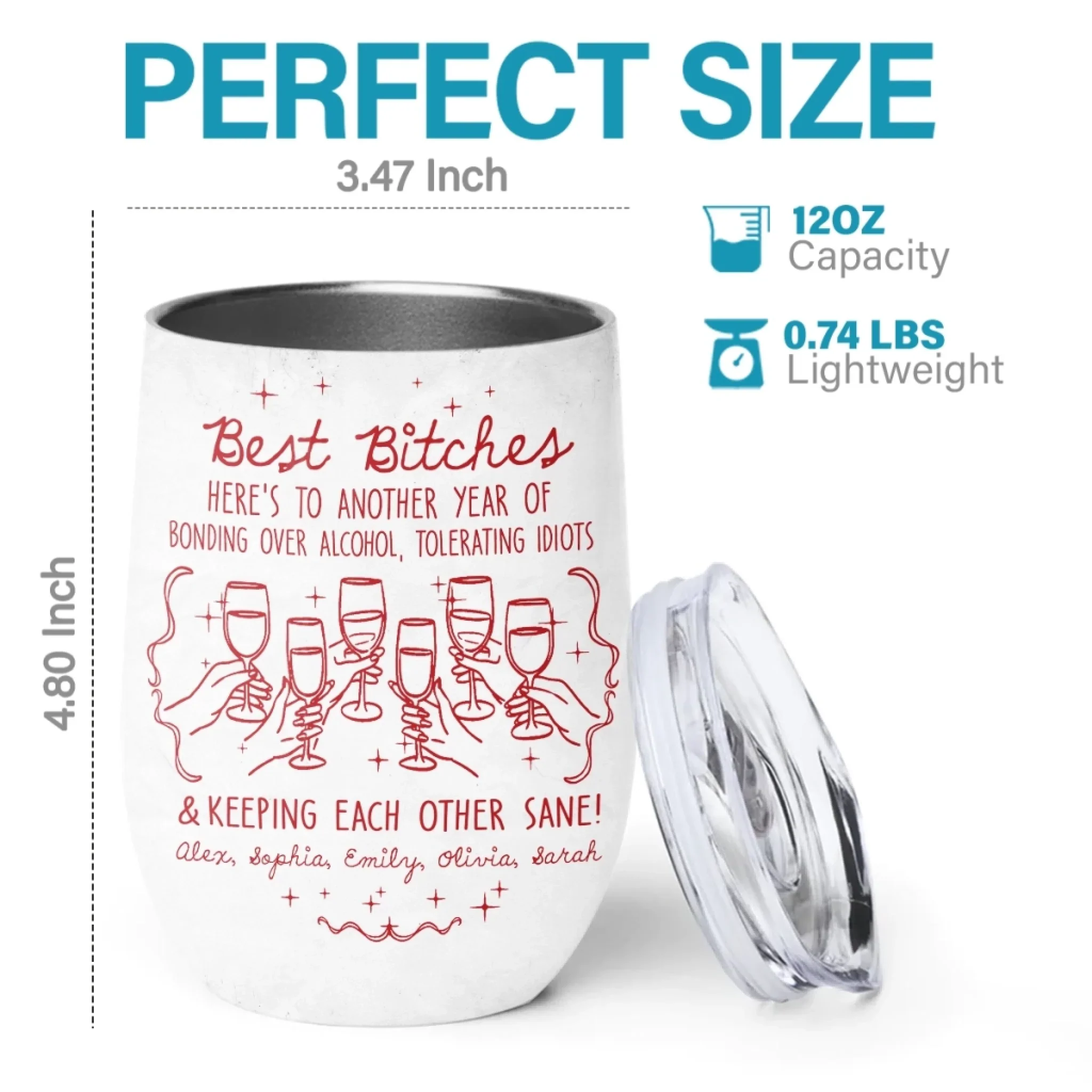 Custom Wine Tumbler - Personalized Best Friend Birthday Gifts For Women, Besties, Sisters, BFF - My Daily Dose Of Joy - Image 5