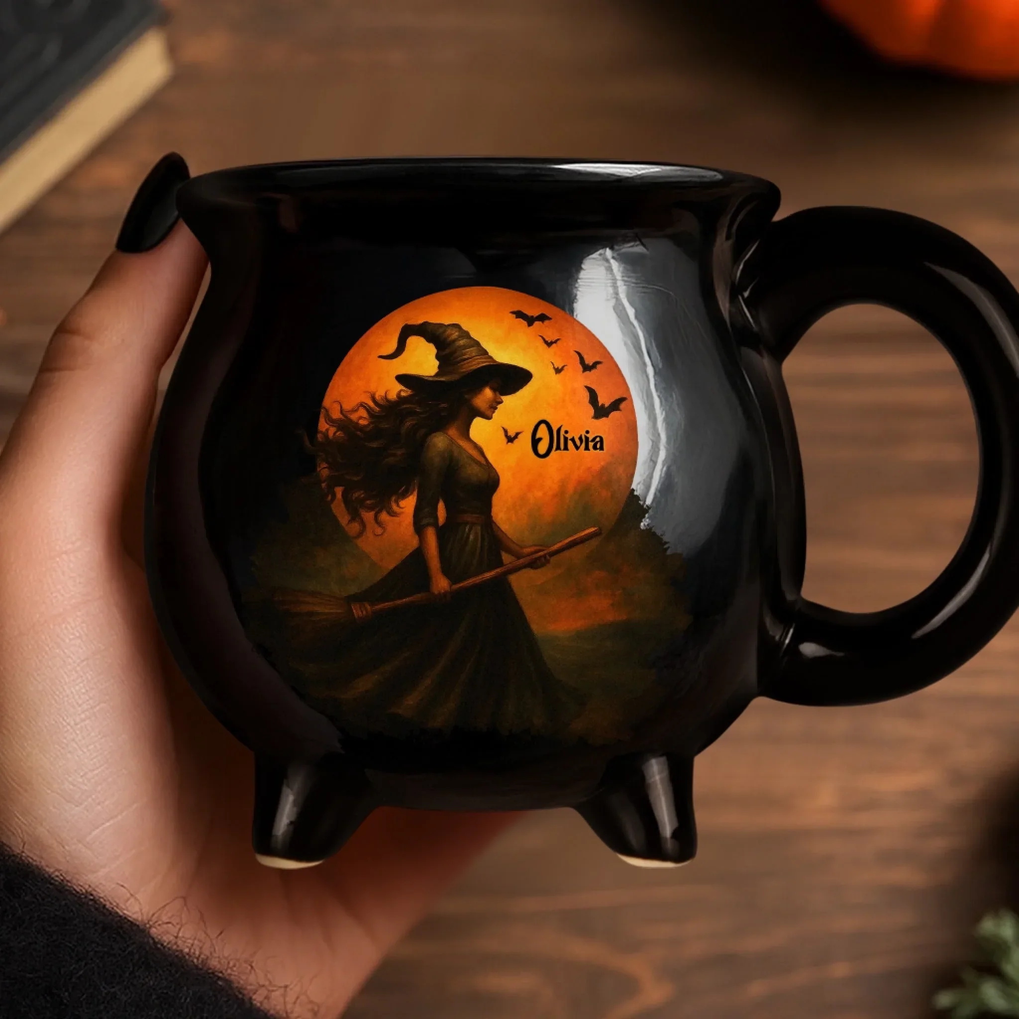 Custom Witch Cauldron Coffee Mug - Personalized Halloween Witchy Gifts For Besties, Sisters, BFF, Family, Yourself - Witching You A Wicked Brew - Image 8